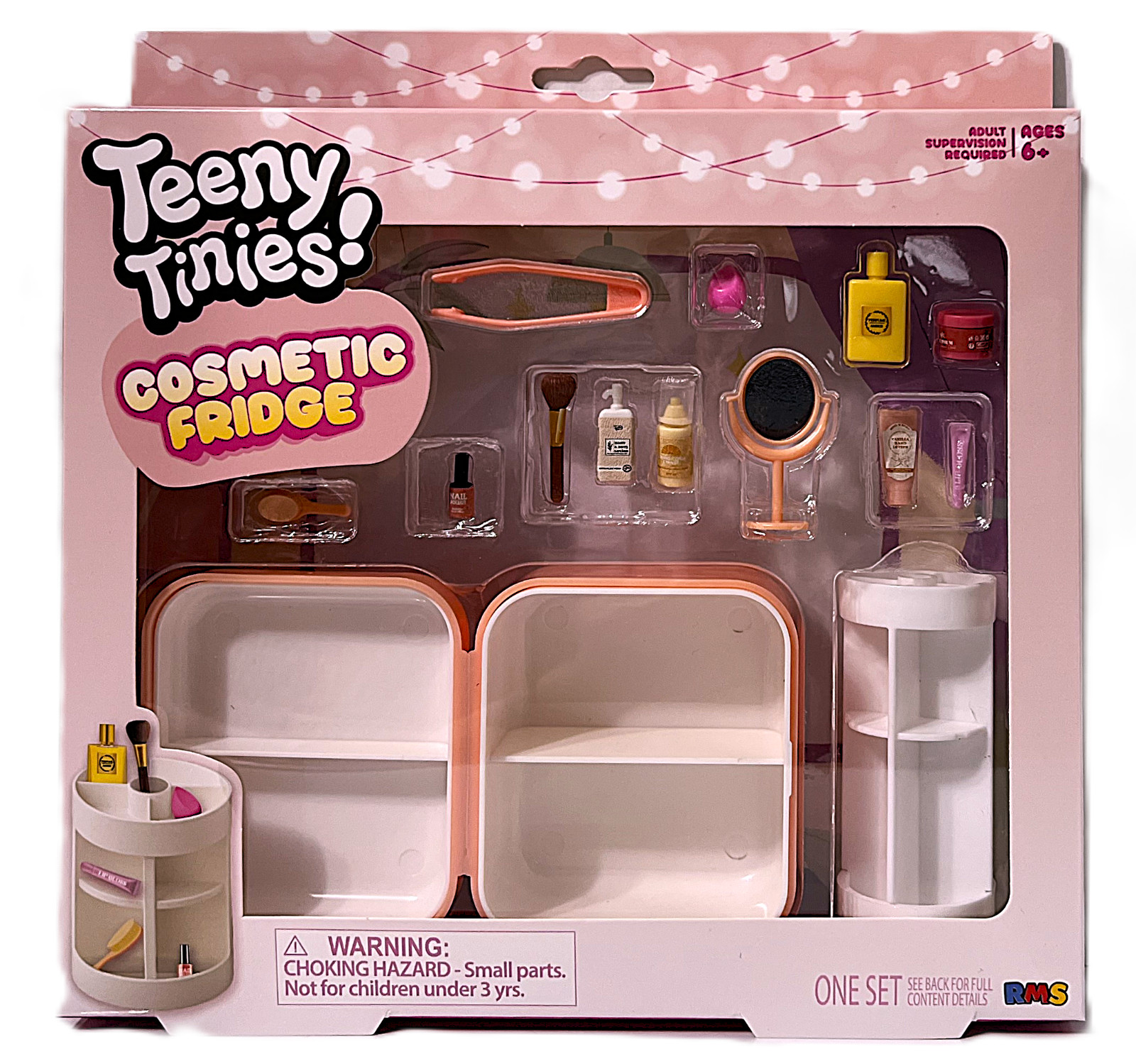 Teeny Tinies Cosmetic Fridge Mini Makeup Dollhouse Miniatures 14 Piece Set NEW