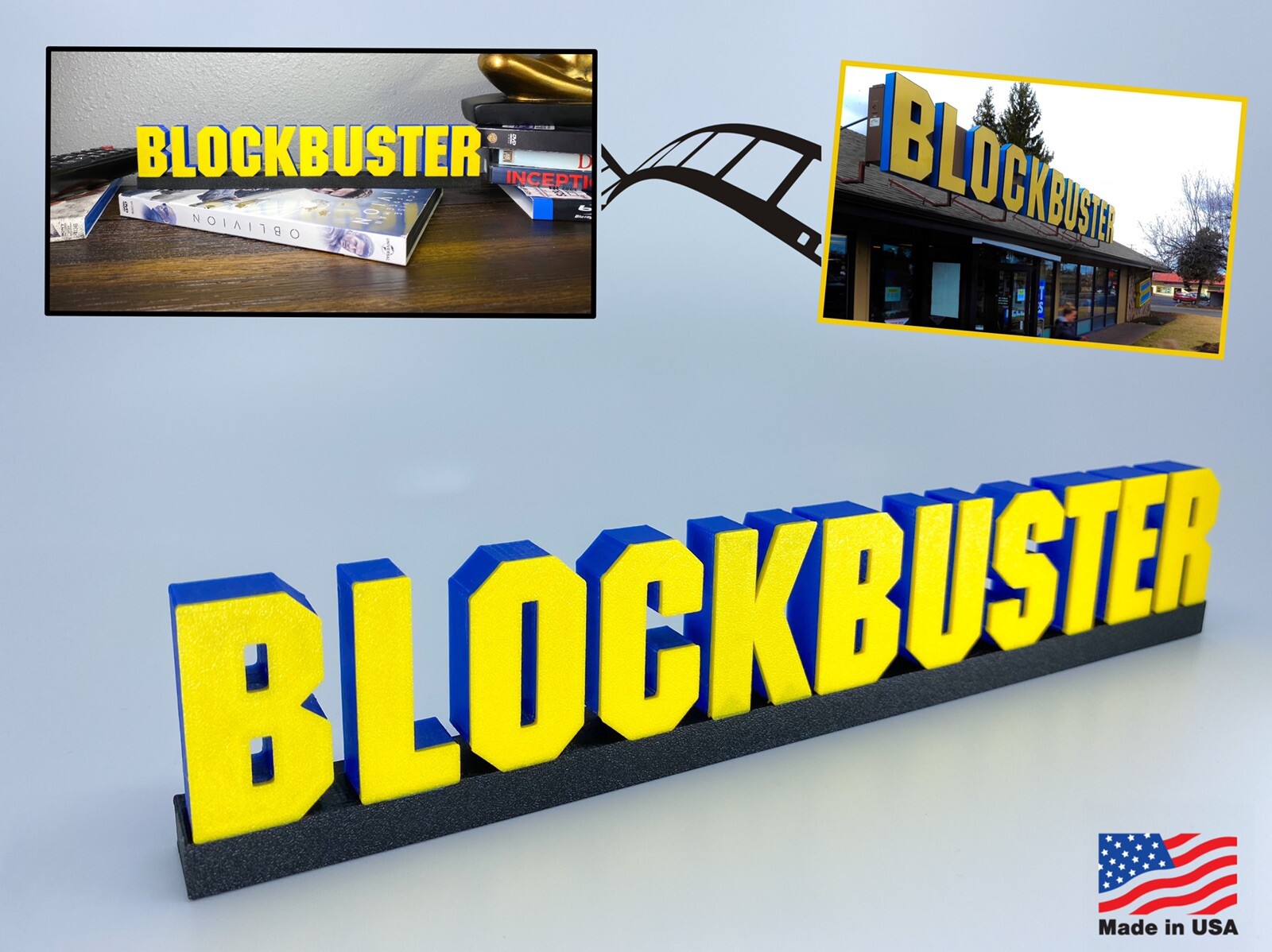 Blockbuster Video Logo Sign Retro 90s Home Theater Shelf Decor