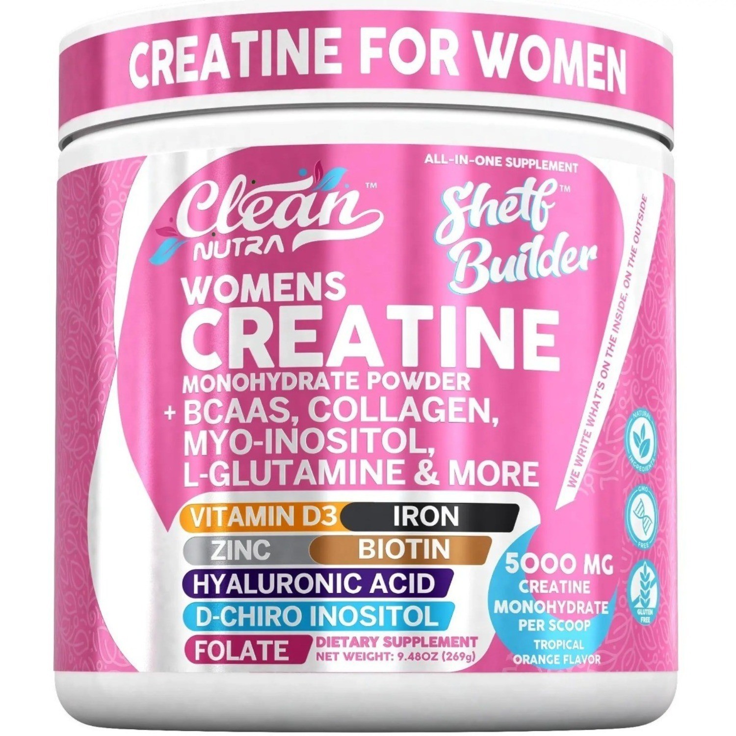 Women\'s Creatine Powder–Clean Nutra,Collagen&Inositol for Muscle&Hormone Support