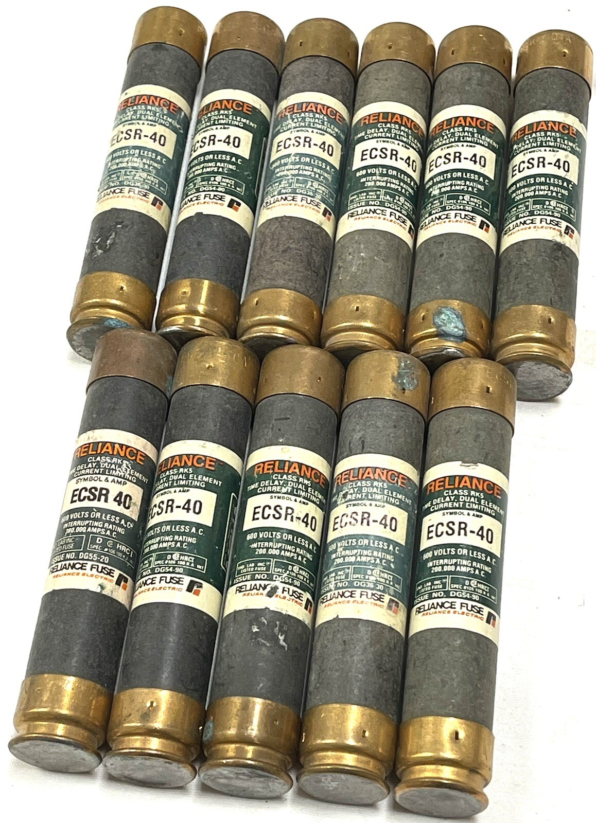 Lot of 11 Reliance ECSR-40 Class RK5 40A 600V Dual Element Fuses Lot of 11 Reliance ECSR-40 Class RK5 40A 600V Dual Element Fuses