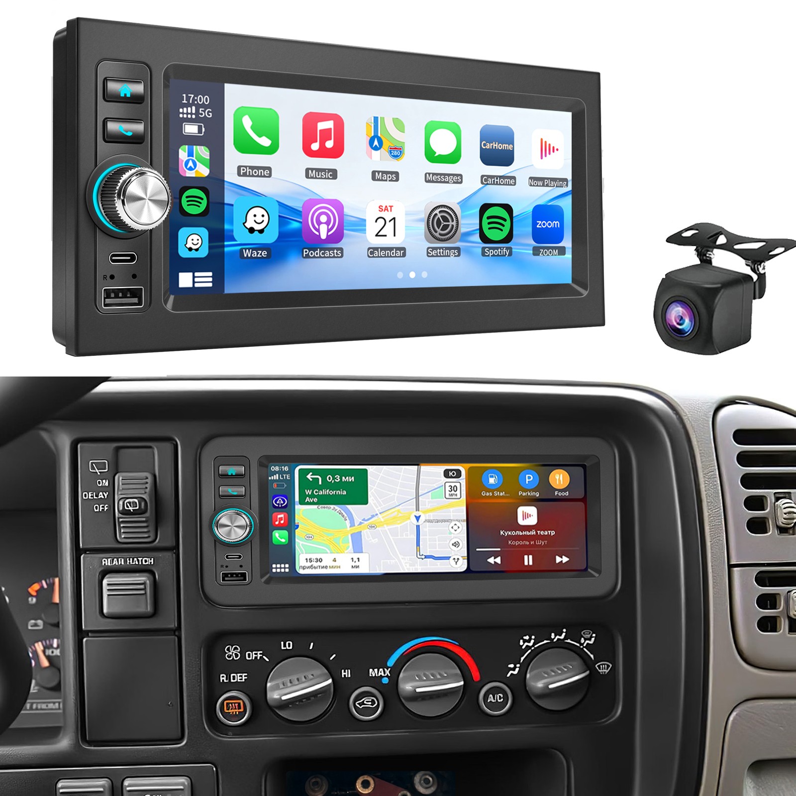 For GMC Chevy Tahoe Yukon Suburban 1995-2002 Apple Carplay Car Stereo Radio GPS