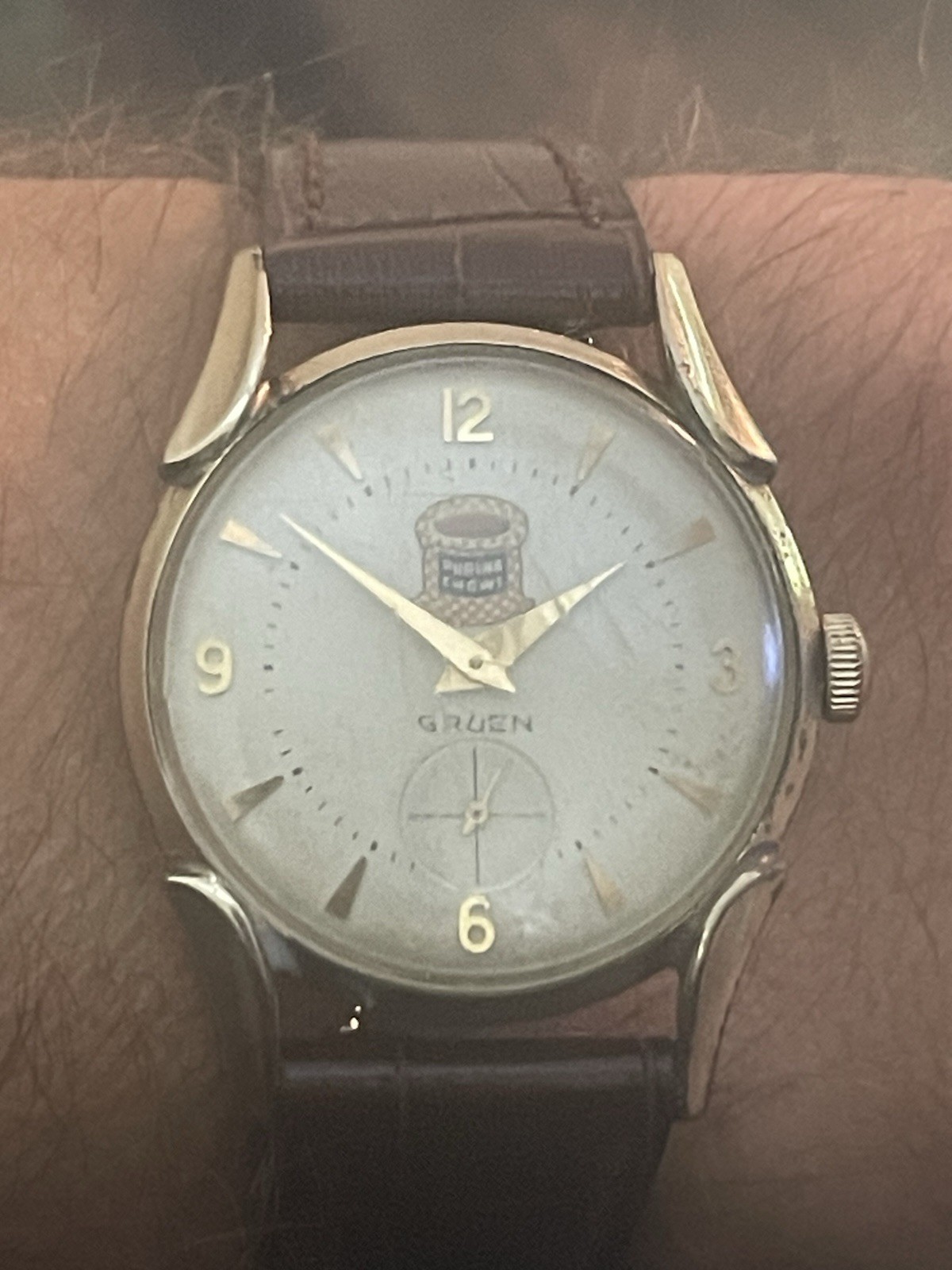 Rare Vintage Gruen Purina Chow Advertising Watch 10K RGP Manual Wind Running