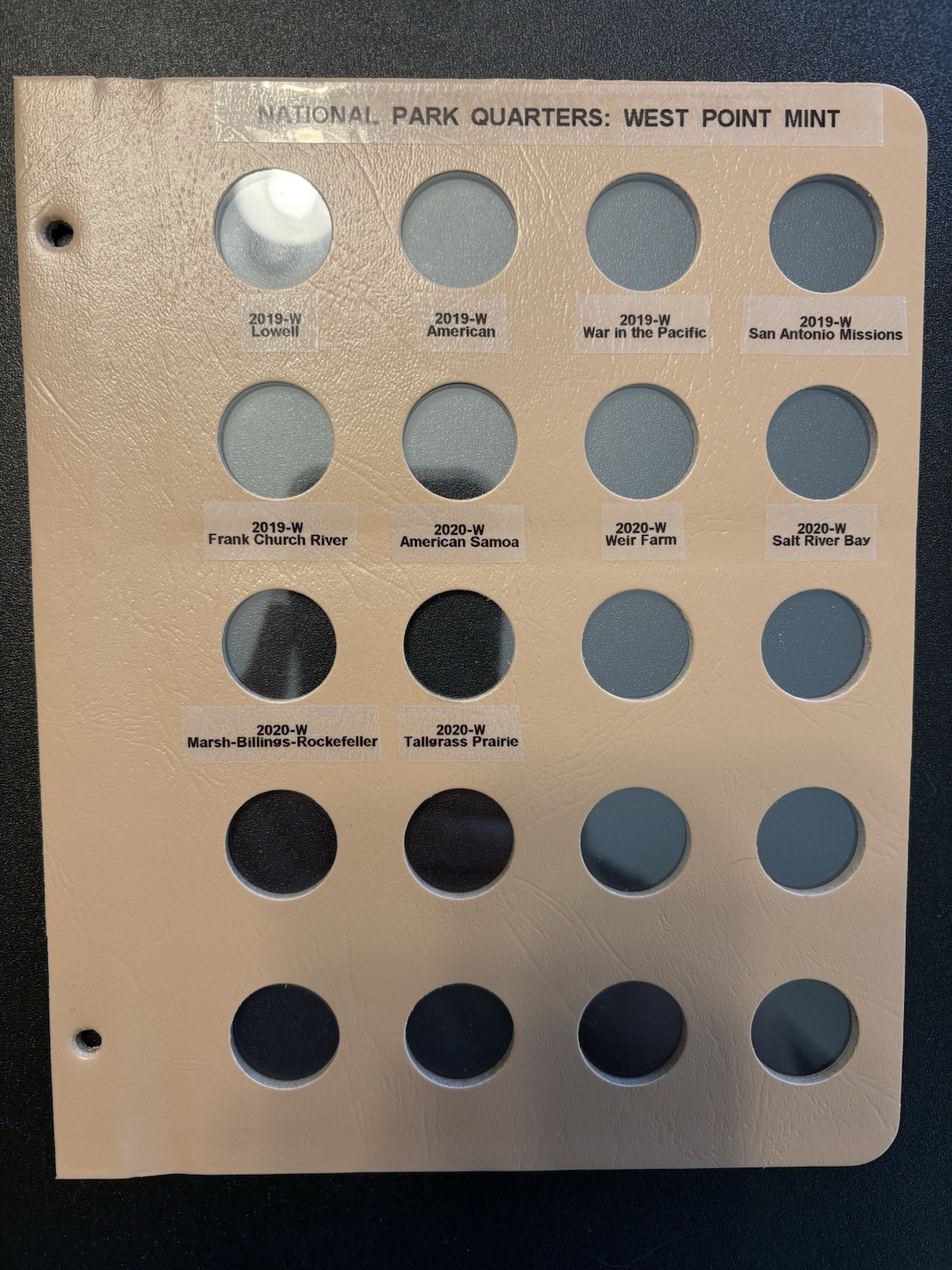 Dansco album #7148, #8146, #8147: National Park Quarters, West Point Mint Page