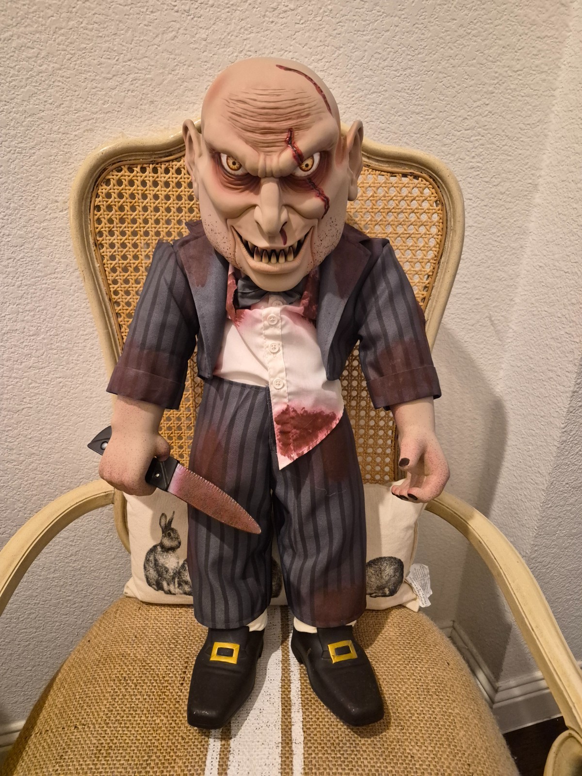 Spirit Halloween Naughty Owen. Mint with Original Knife 2006 Evil Owen 2ft Tall