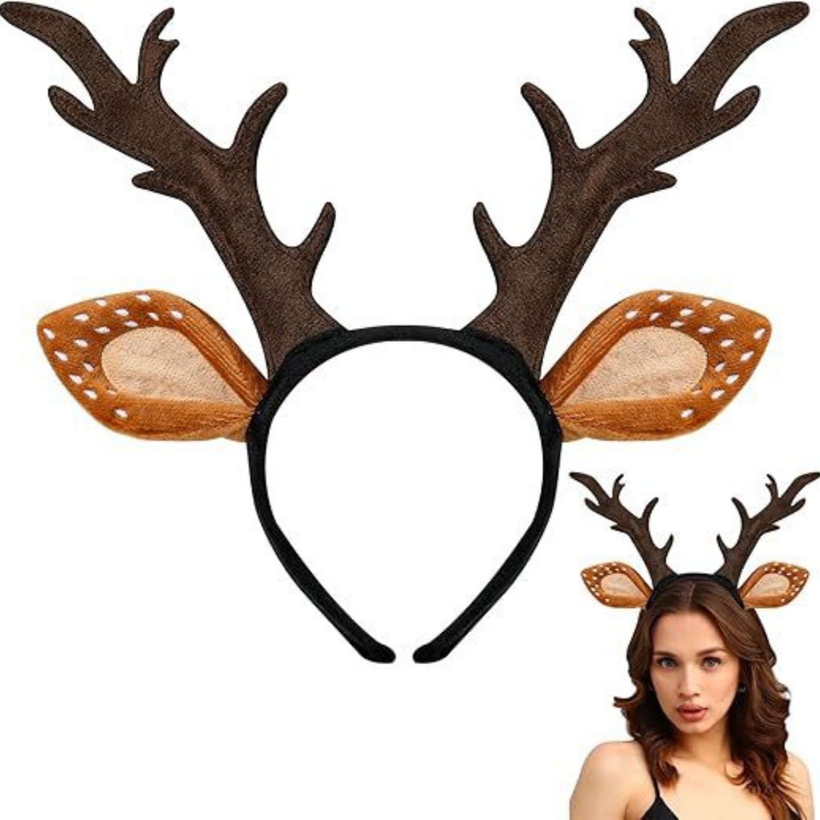 Deer Antlers Headband Cute Reindeer Horns Ears Accessory for Women Hallowen Xmas