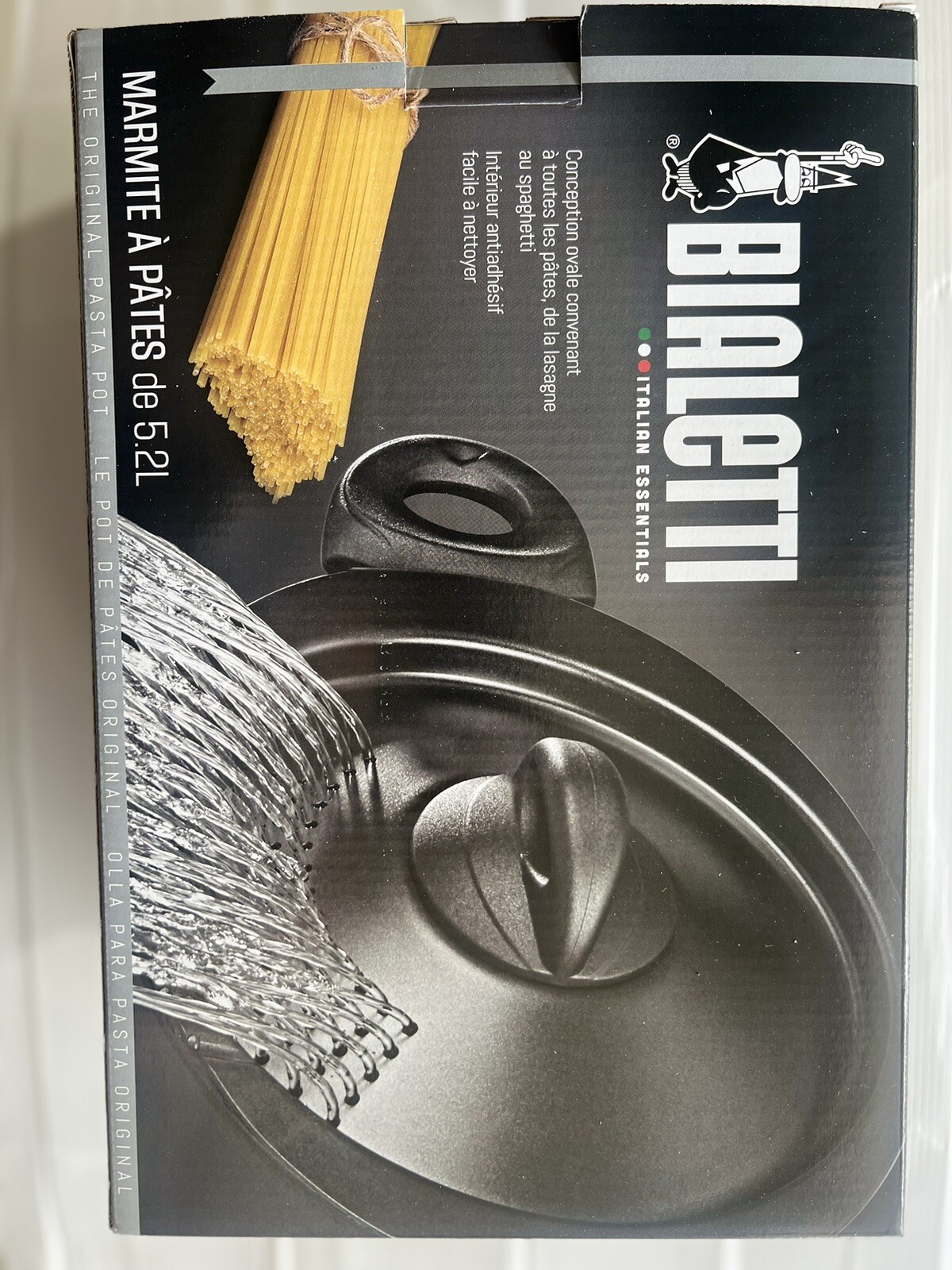 2 Bialetti Italian Essentials 5.5 QT / 5.2L Oval Nonstick Pasta Pot Black 07265 2 Bialetti Italian Essentials 5.5 QT / 5.2L Oval Nonstick Pasta Pot Black 07265