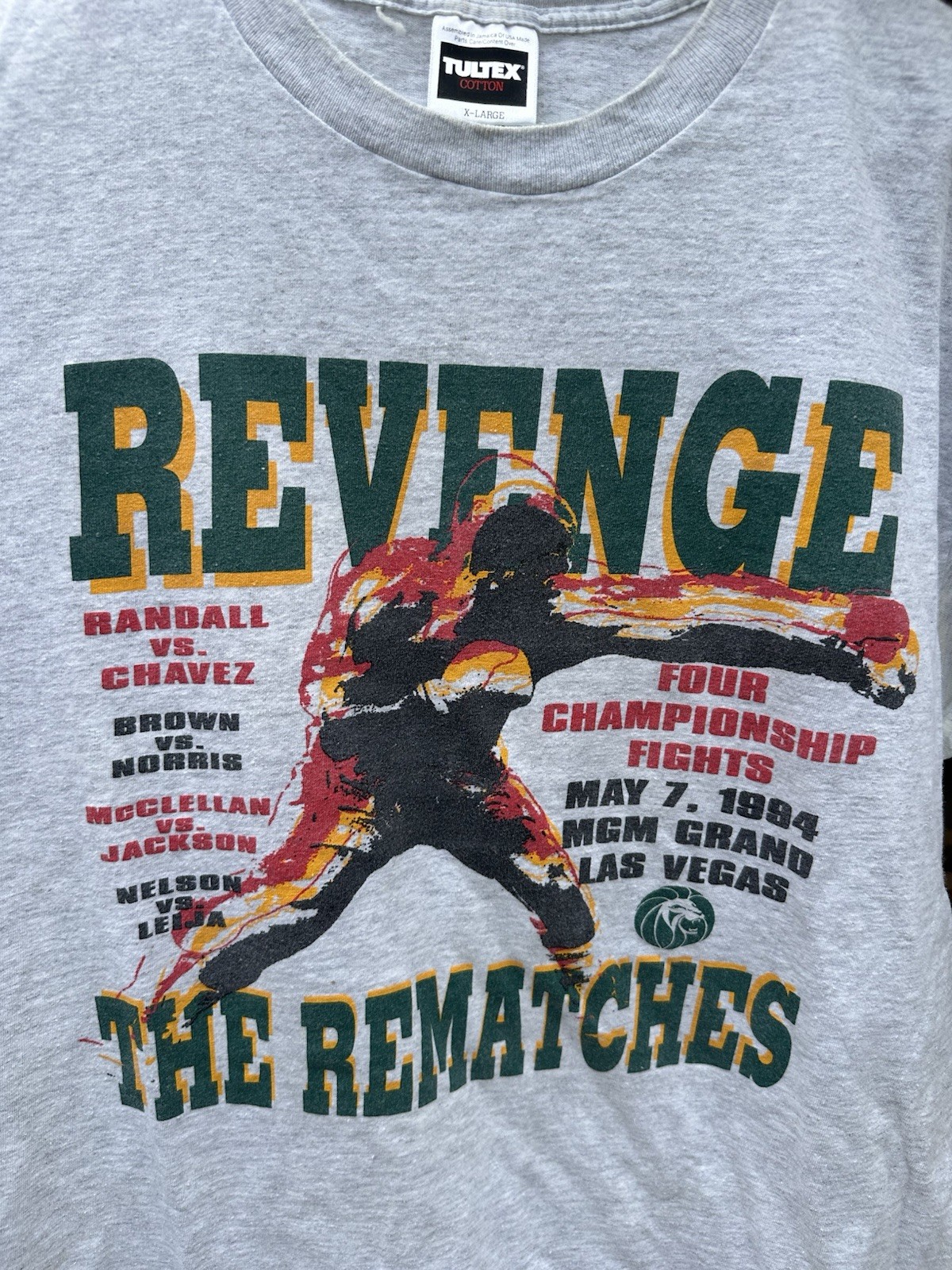 Vtg 1984 Randall v Chavez MGM Grand Revenge The Rematches Boxing Gray T-Shirt XL