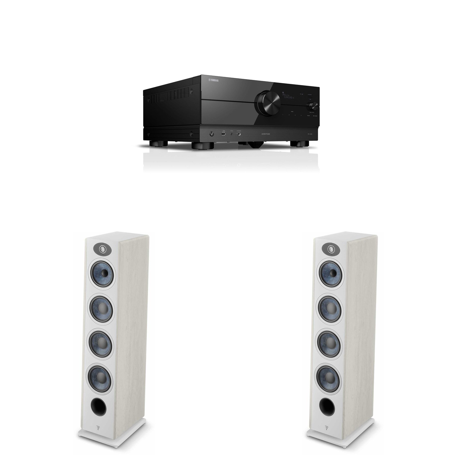 Focal Bundle: 2x Vestia No3 Light Wood Floorstanding Speakers with RX-A4A Rec...