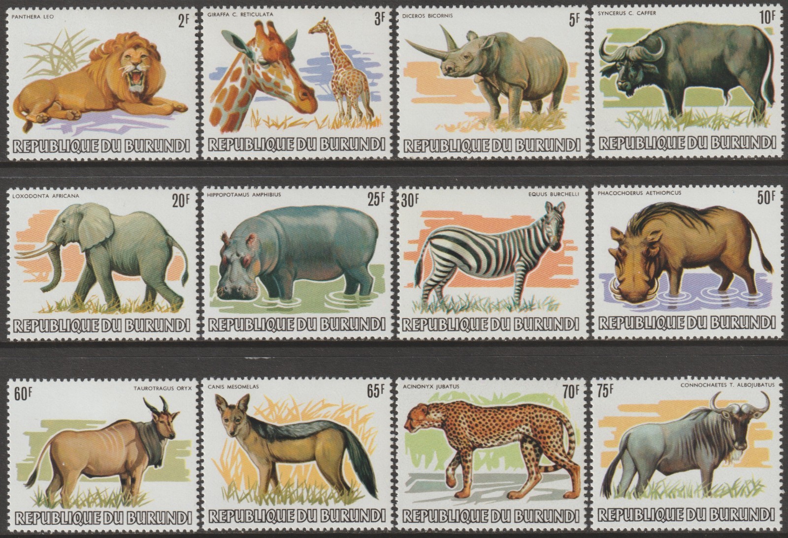 EDSROOM-23028 Burundi 589-600 MNH 1983 Complete to 75 Franc Animals CV$189