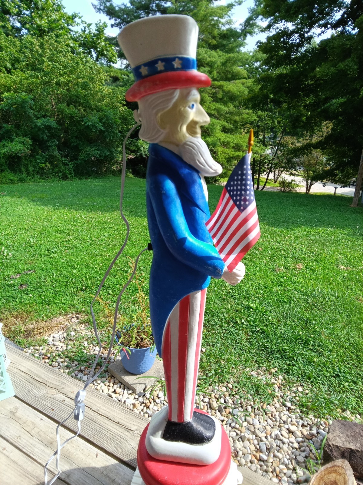 Blow Mold 96 Vintage Uncle Sam With Flag Made In America Union Products LIGHTED Blow Mold 96 Vintage Uncle Sam With Flag Made In America Union Products LIGHTED