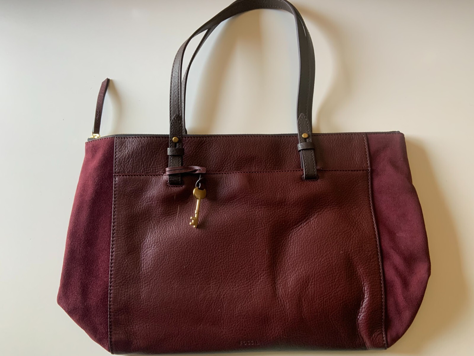 NEW Fossil ZB1388599 Rachel Top Zip Tote Leather Bag CLARET RED $198
