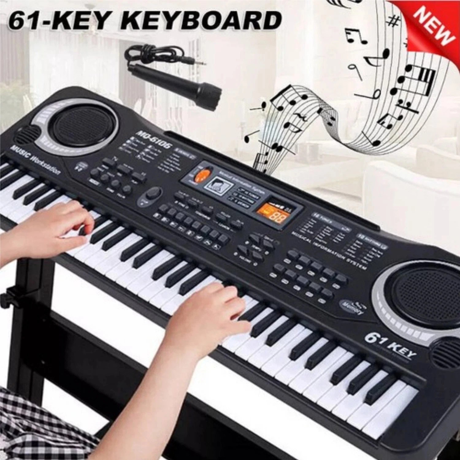 Black 61 Key Kids Music Electronic Keyboard Electric Digital Piano Organ w/Mic Black 61 Key Kids Music Electronic Keyboard Electric Digital Piano Organ w/Mic