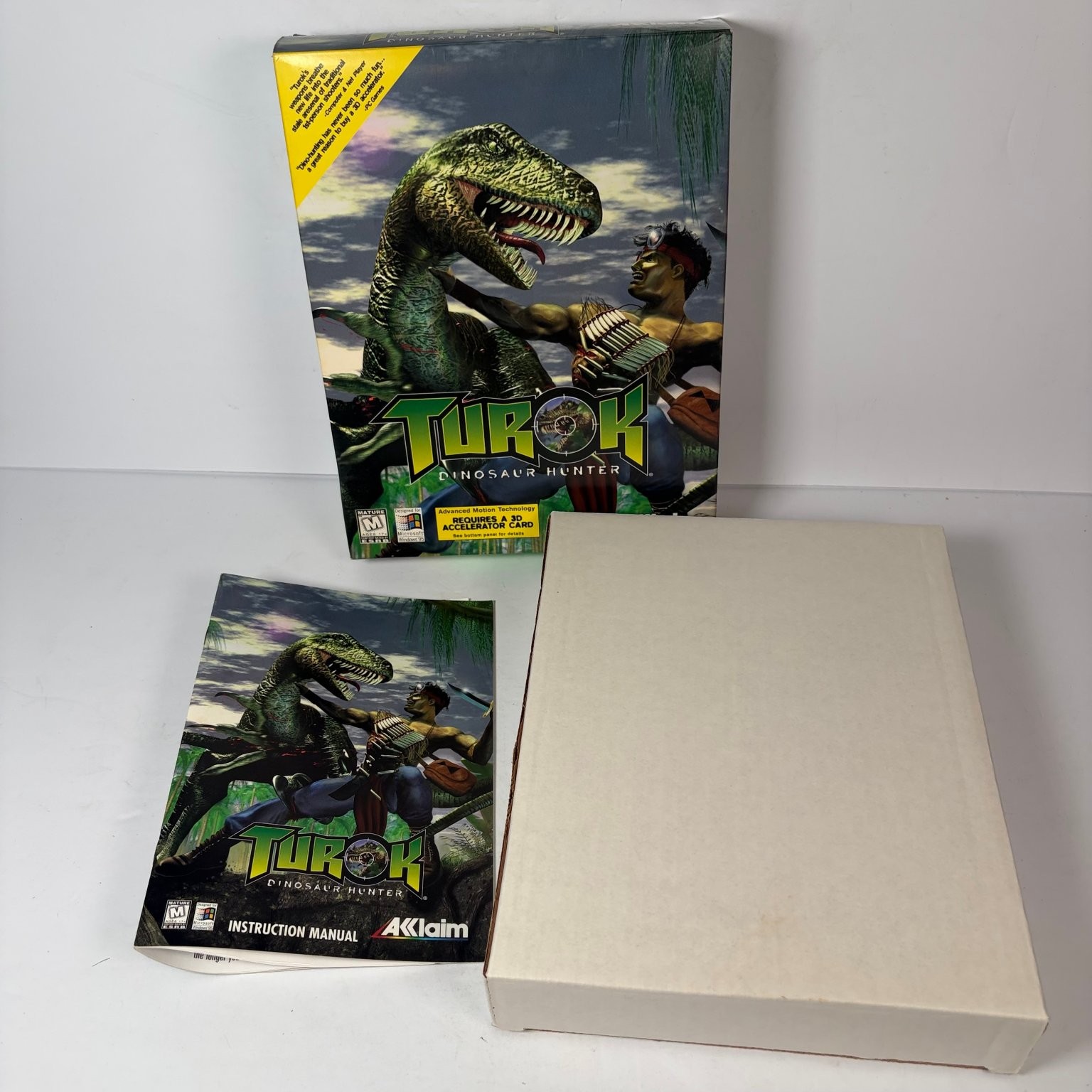 BOX & MANUAL ONLY Turok Dinosaur Hunter PC Big Box & Manual Windows 95 Acclaim BOX & MANUAL ONLY Turok Dinosaur Hunter PC Big Box & Manual Windows 95 Acclaim