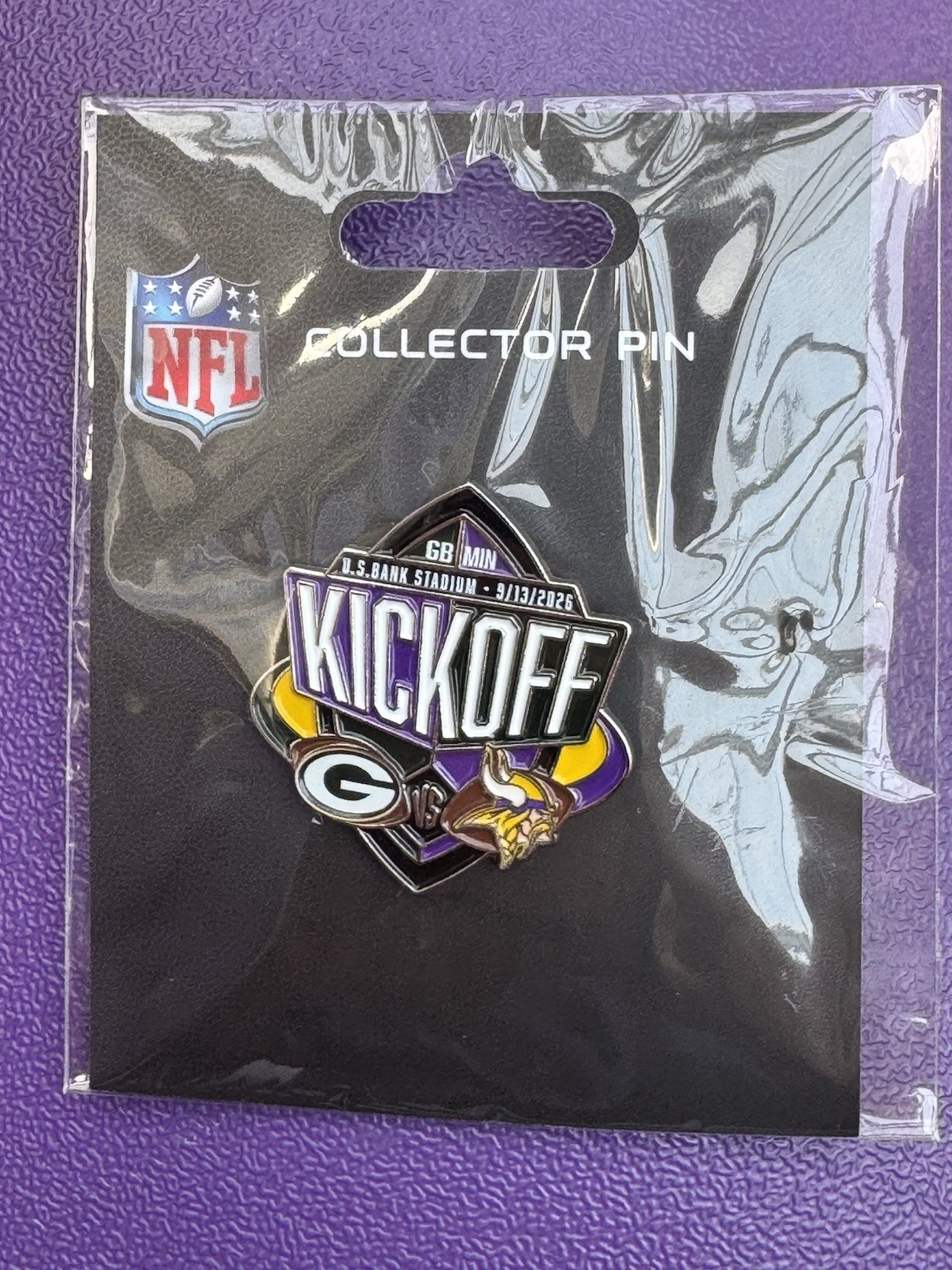 MN Vikings vs Green Bay Packers Home Opener (9.13.26) Official Game Day Pin MN Vikings vs Green Bay Packers Home Opener (9.13.26) Official Game Day Pin