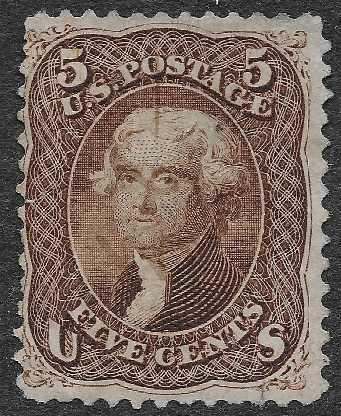 MMK Philately: US Scott #76 Used Light Red Pen Cancel 5c Jefferson SCV $125 MMK Philately: US Scott #76 Used Light Red Pen Cancel 5c Jefferson SCV $125