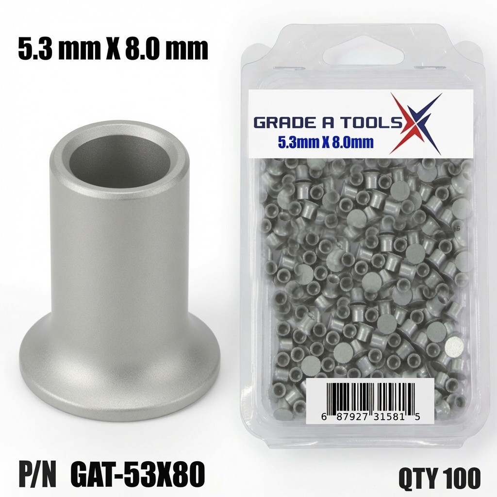 5.3mm x 8.0mm Aluminum Self Piercing Rivets, 100/Box 5.3mm x 8.0mm Aluminum Self Piercing Rivets, 100/Box