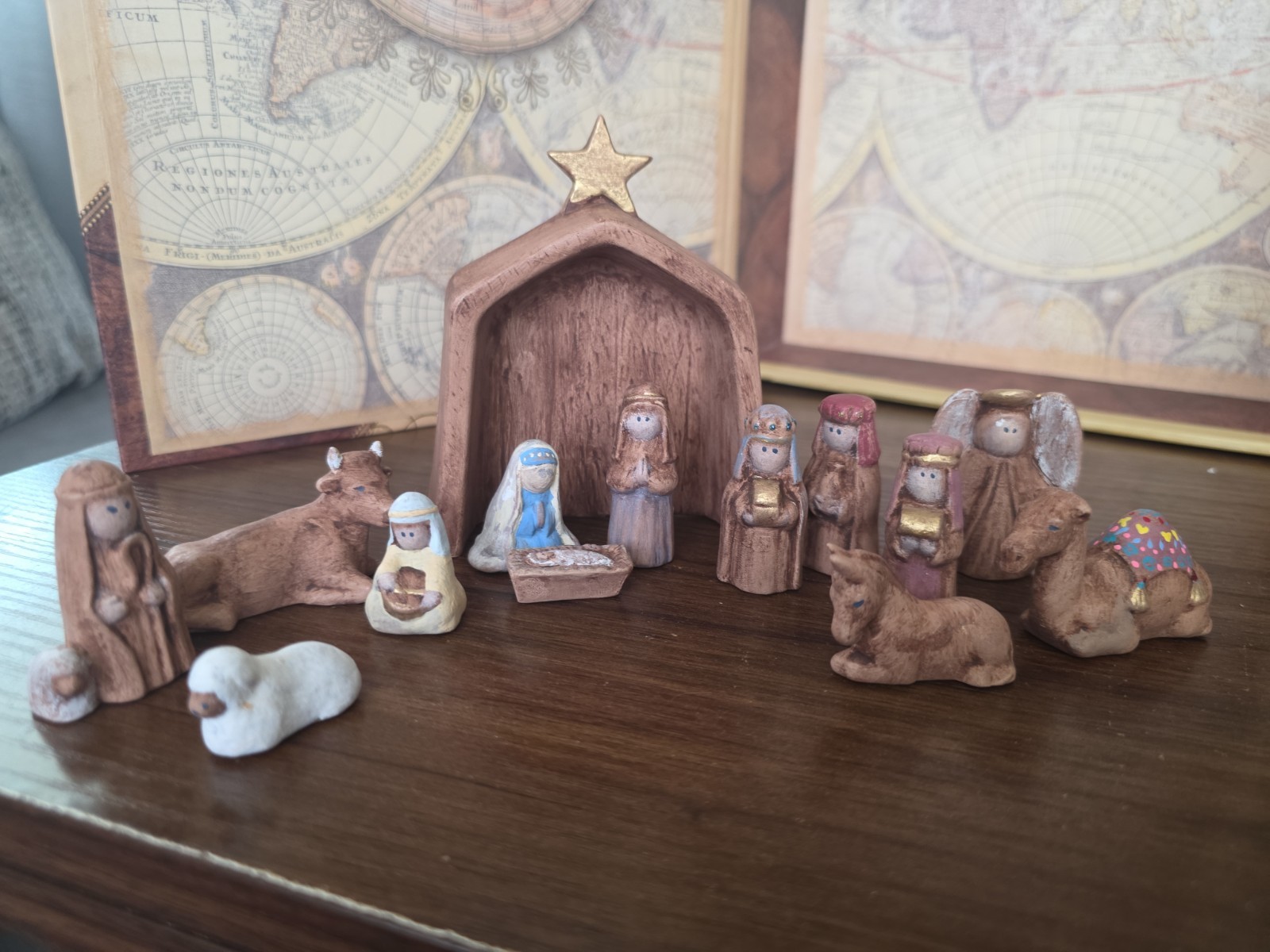Vintage Nativity Set 1990s 14 Pieces Ceramic C1 4.25 in tall Vintage Nativity Set 1990s 14 Pieces Ceramic C1 4.25 in tall