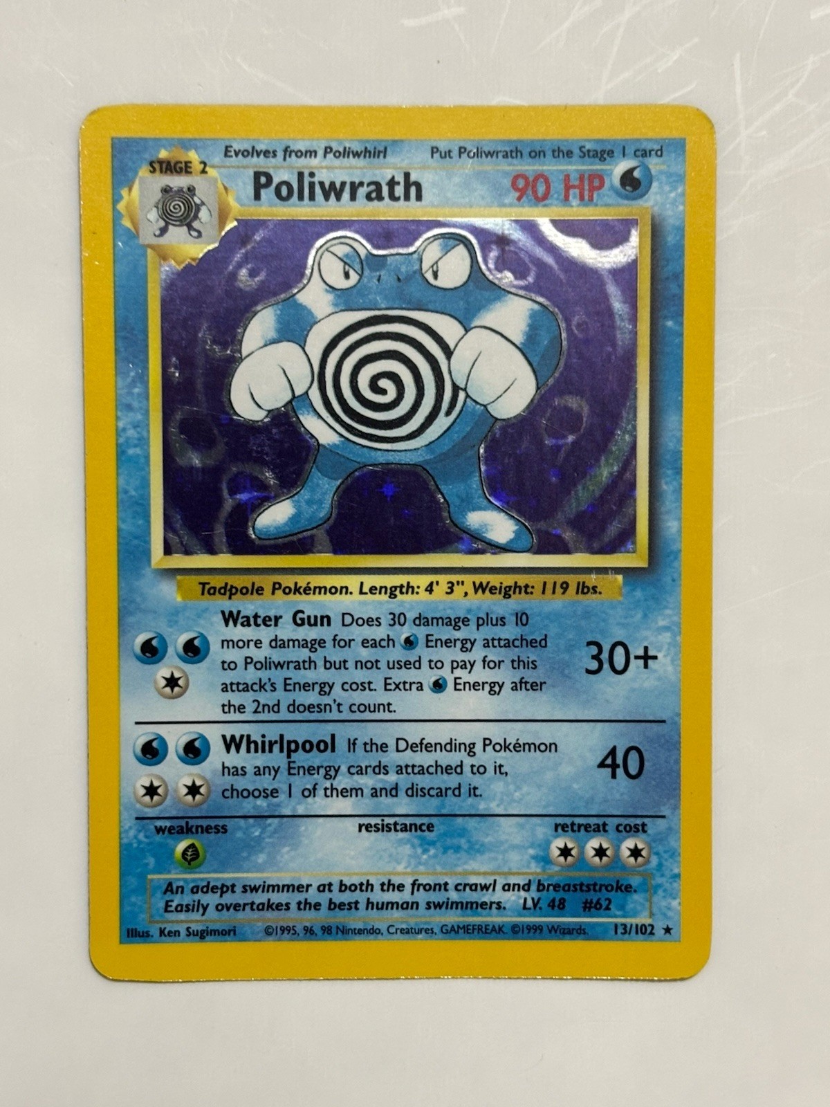 Poliwrath Pokémon TCG Base Set 13/102 Rare Holo Foil vintage WOTC Poliwrath Pokémon TCG Base Set 13/102 Rare Holo Foil vintage WOTC