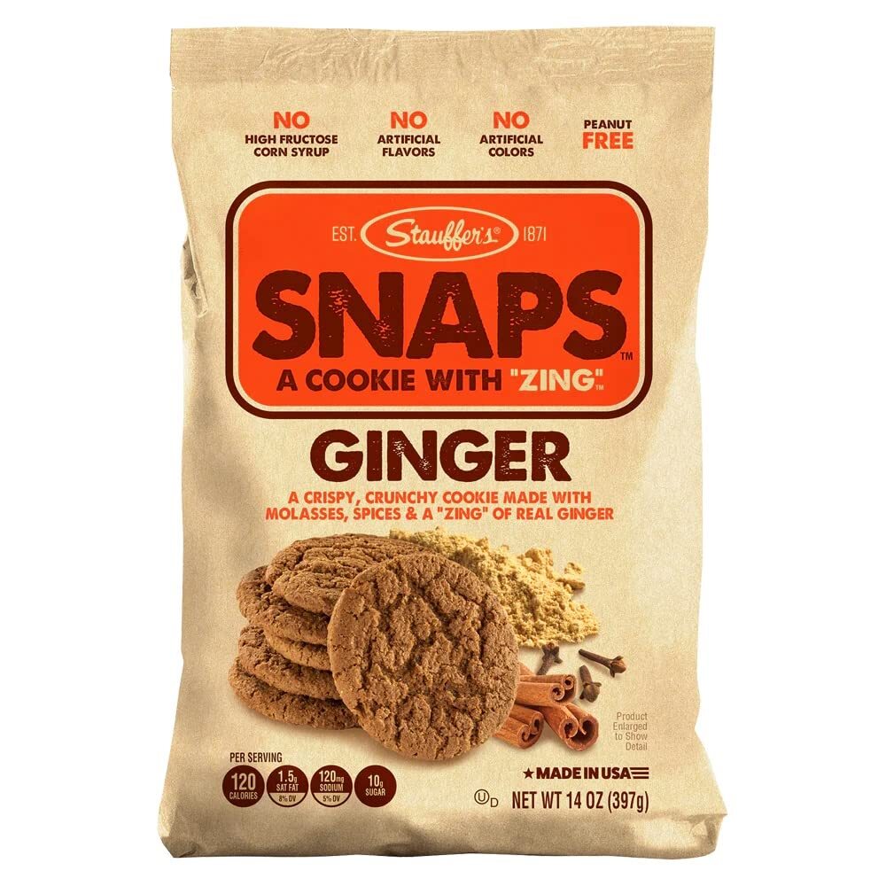 Stauffer\'s Original Recipe Ginger Snaps 4 Bags 14oz Crunchy Cookies Stauffer\'s Original Recipe Ginger Snaps 4 Bags 14oz Crunchy Cookies