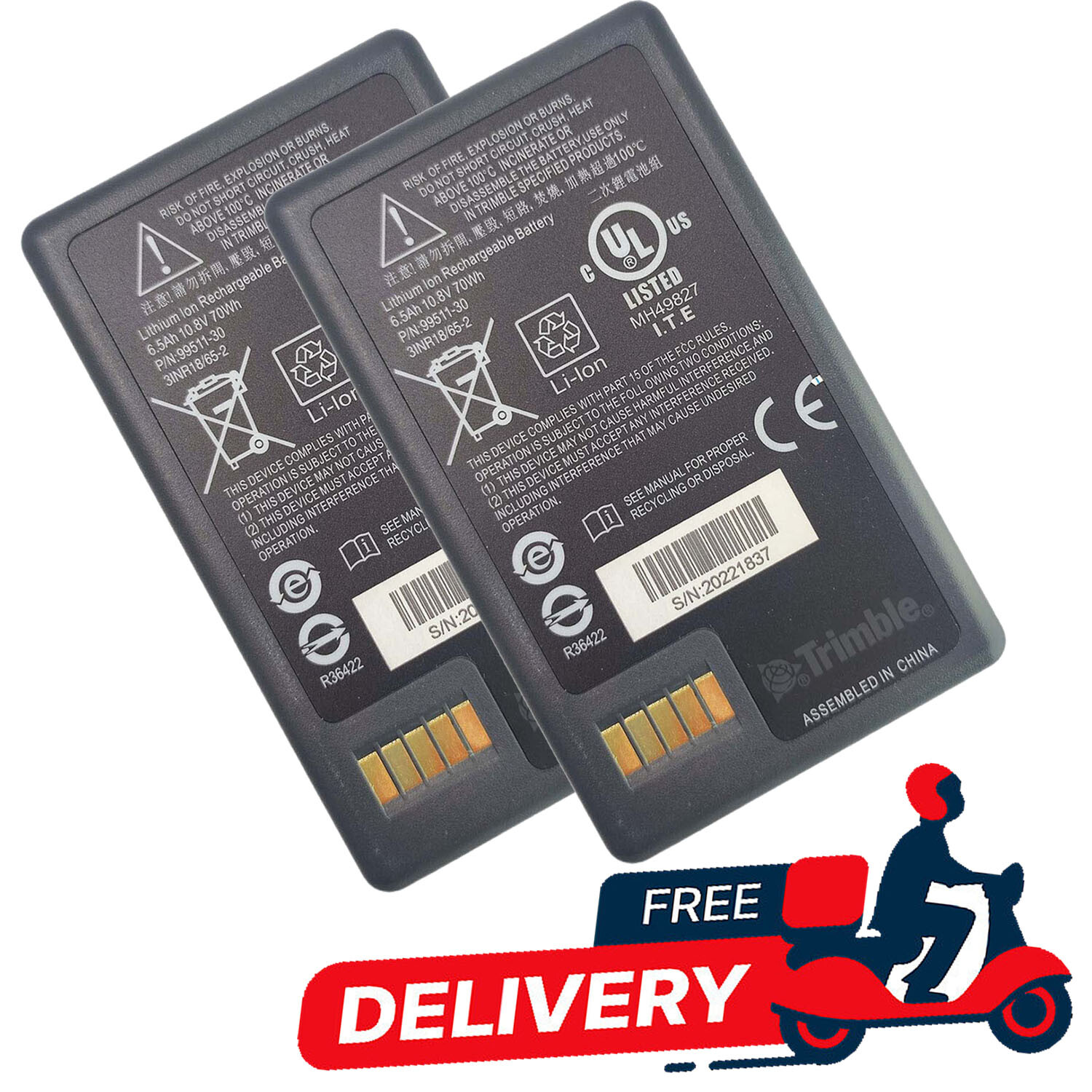 2Pcs 6.5Ah 10.8V Battery for Trimble 79400/99511-30 Total Station S3/S5/S6/S7/S8
