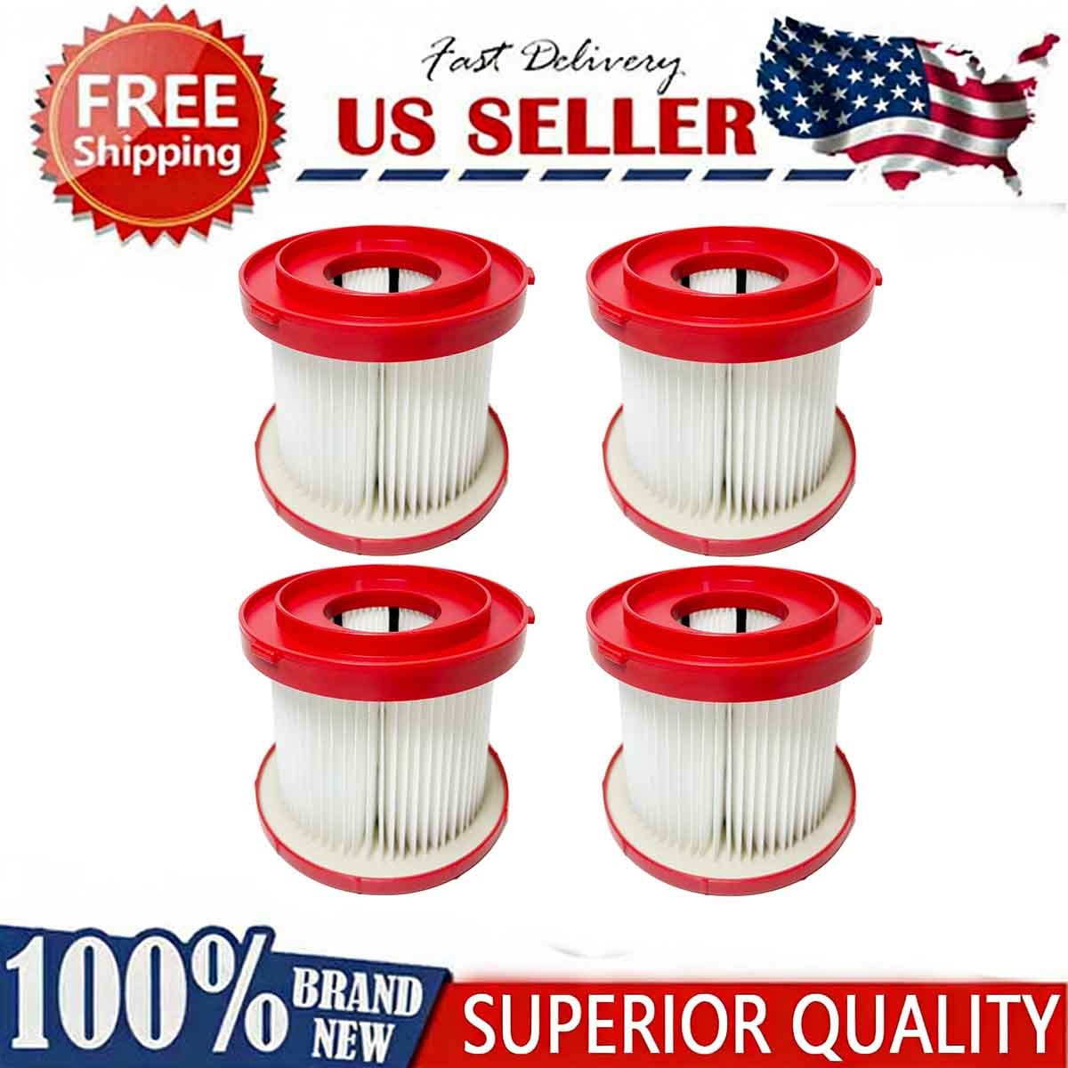 4 Pack HEPA Filter for Milwaukee 49-90-1900 M12/M18 Wet Dry Vac