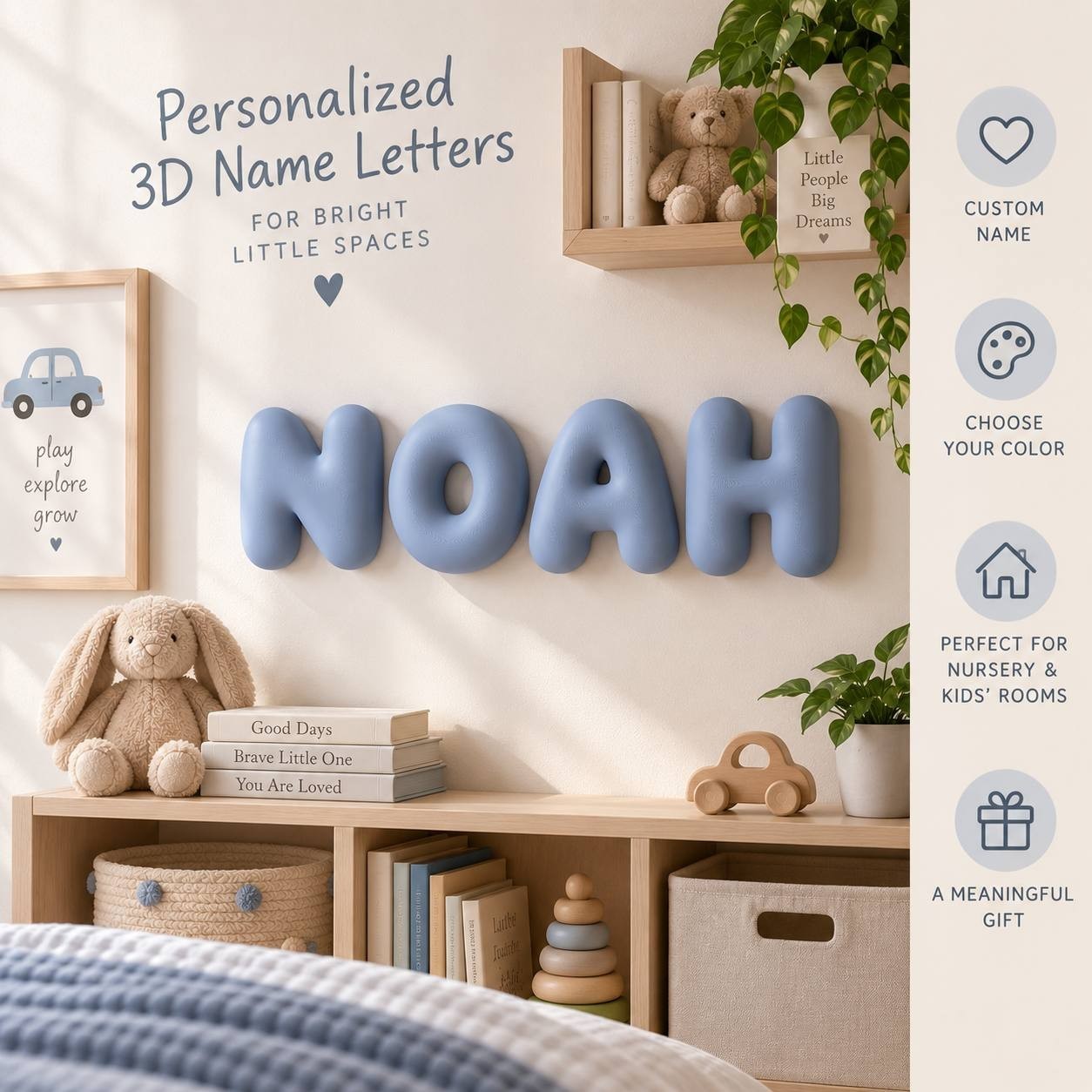 Personalized 3D Wall Bubble Letters, Custom Name Nursery Decor Tranding Matte
