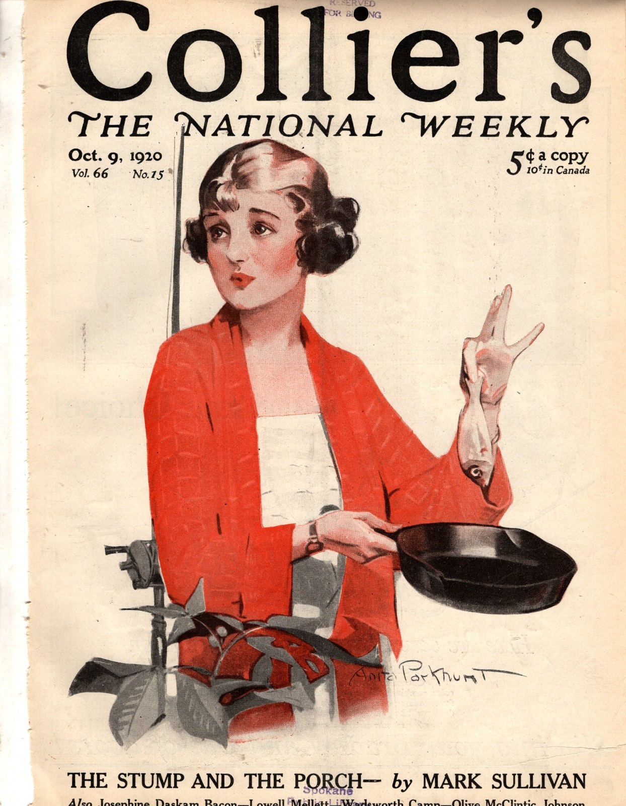 1920 Colliers October 9, 1920 - Woman Fishing; Cox vs. Harding for President