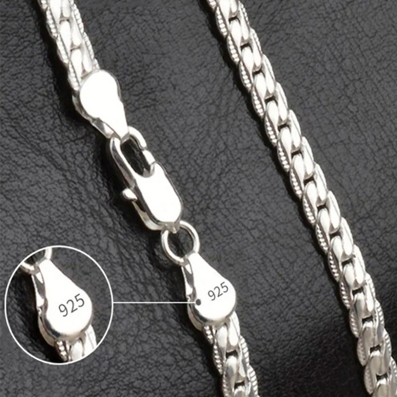 925 Sterling Solid Silver Chain Necklace Jewelry for Women Men Fashion Gift 925 Sterling Solid Silver Chain Necklace Jewelry for Women Men Fashion Gift