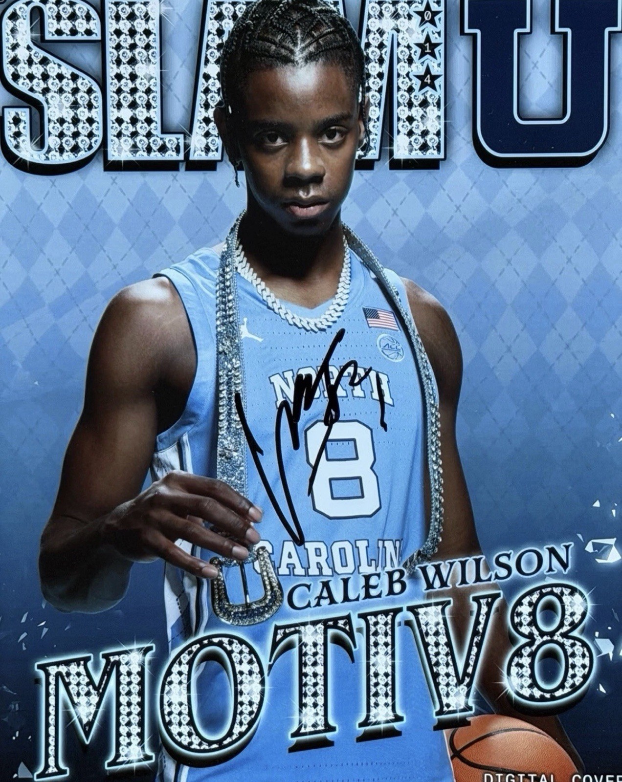 Caleb Wilson North Carolina Basketball Signed SLAM 8x10 Photo Autograph COA Caleb Wilson North Carolina Basketball Signed SLAM 8x10 Photo Autograph COA