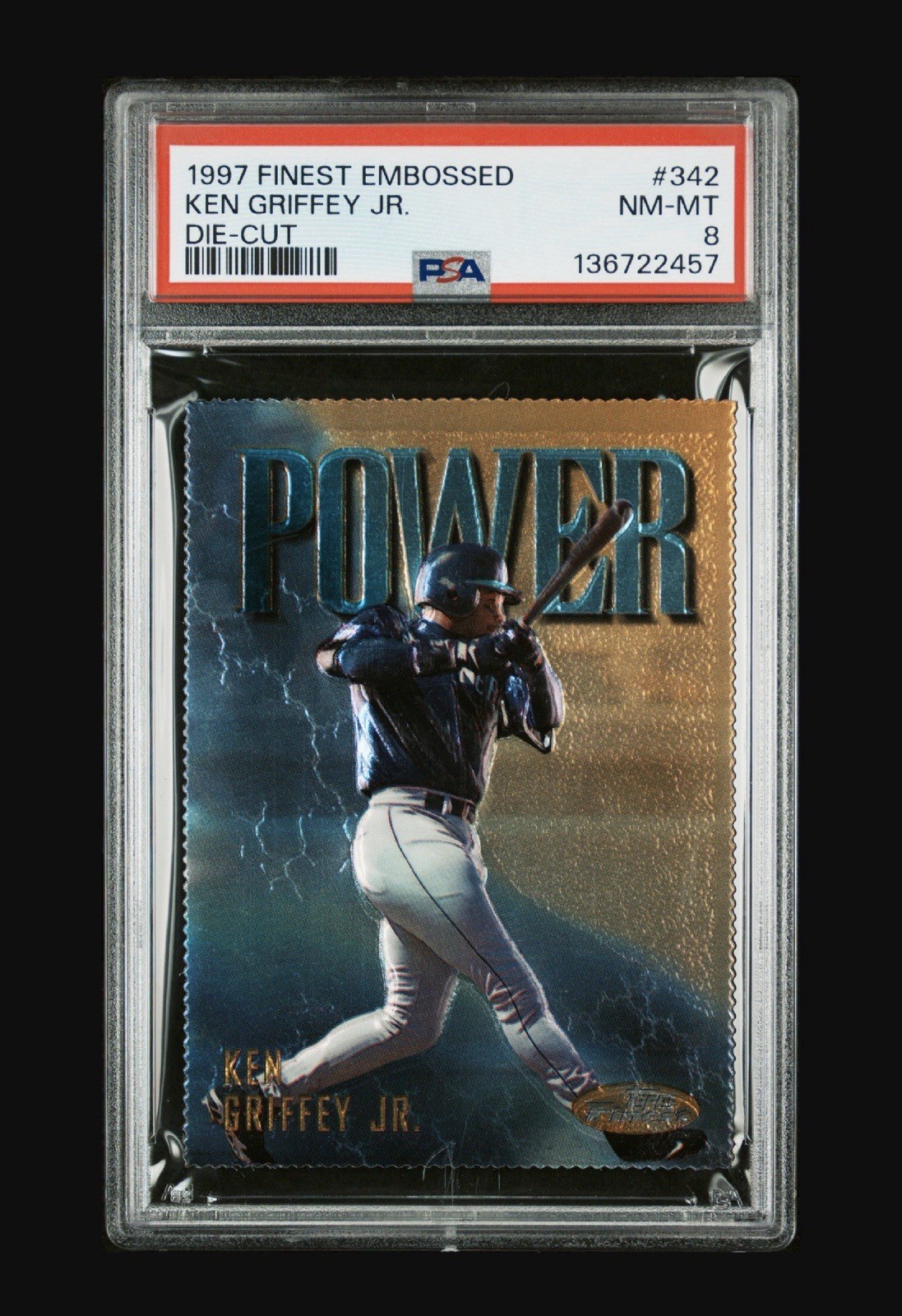 1997 Finest Embossed Gold Ken Griffey JR. Die Cut RARE SP PSA 8 1997 Finest Embossed Gold Ken Griffey JR. Die Cut RARE SP PSA 8