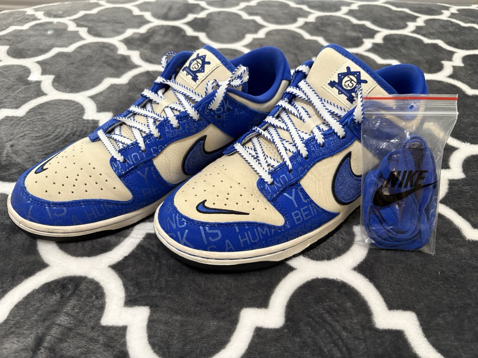 Nike Dunk Low Jackie Robinson 75th Anniversary Men’s 10.5 Royal Blue [NO BOX]