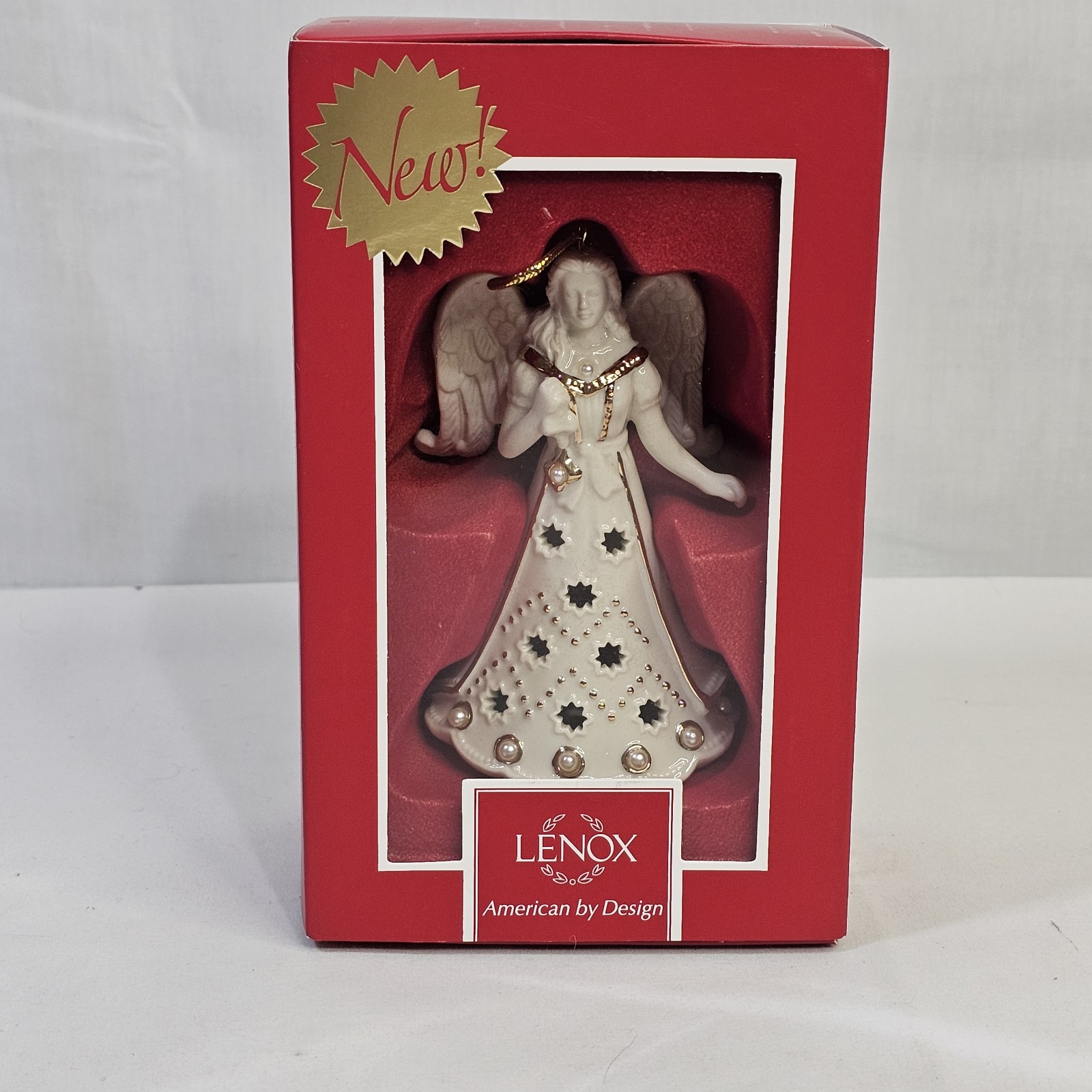 Lenox 4” Angel Florentine and Pearl Porcelain Christmas Tree Ornament w/ Box