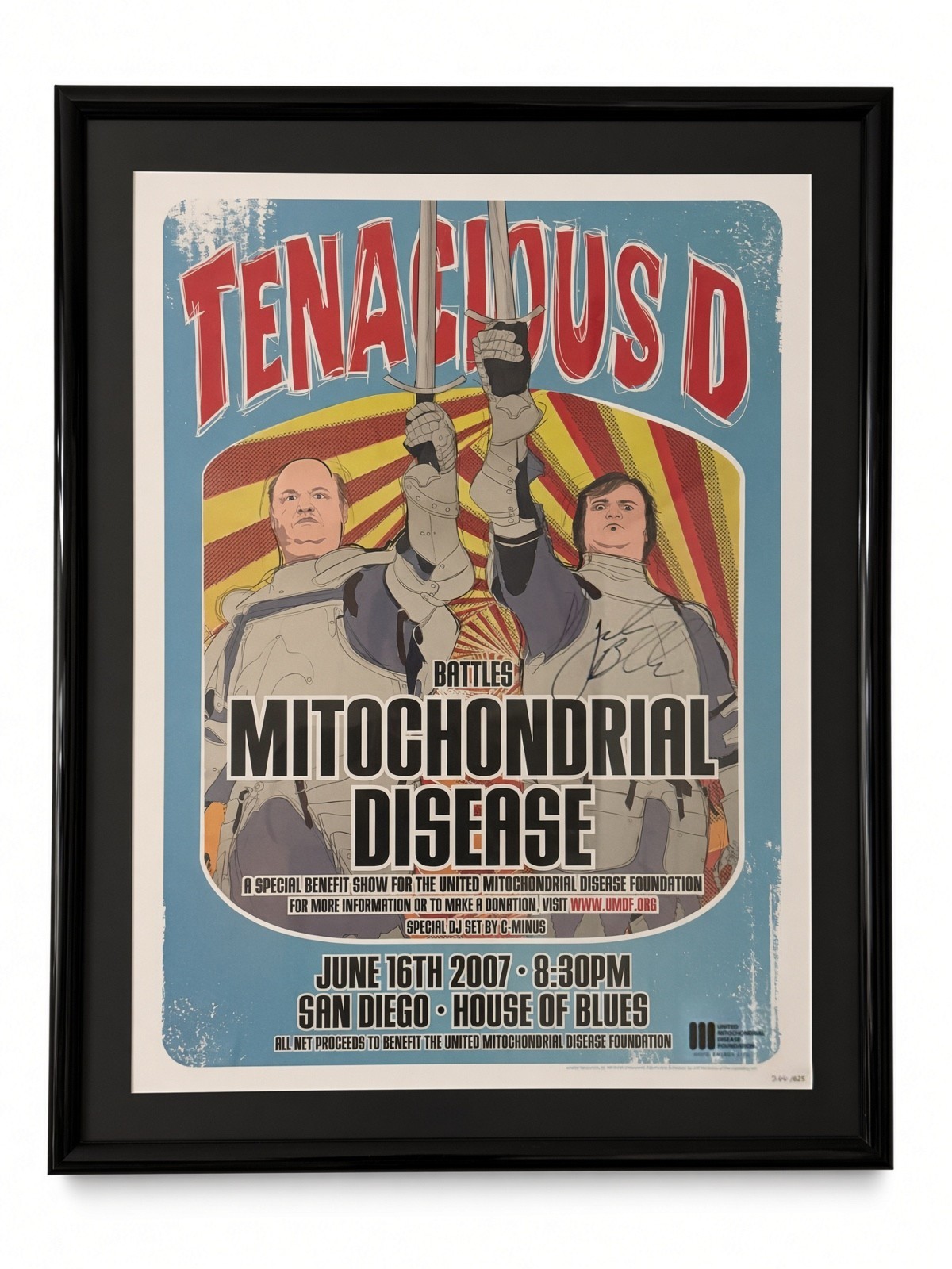 Tenacious D Jack Black Signed Blue Limited Edition Print 266/625 Framed 28x22
