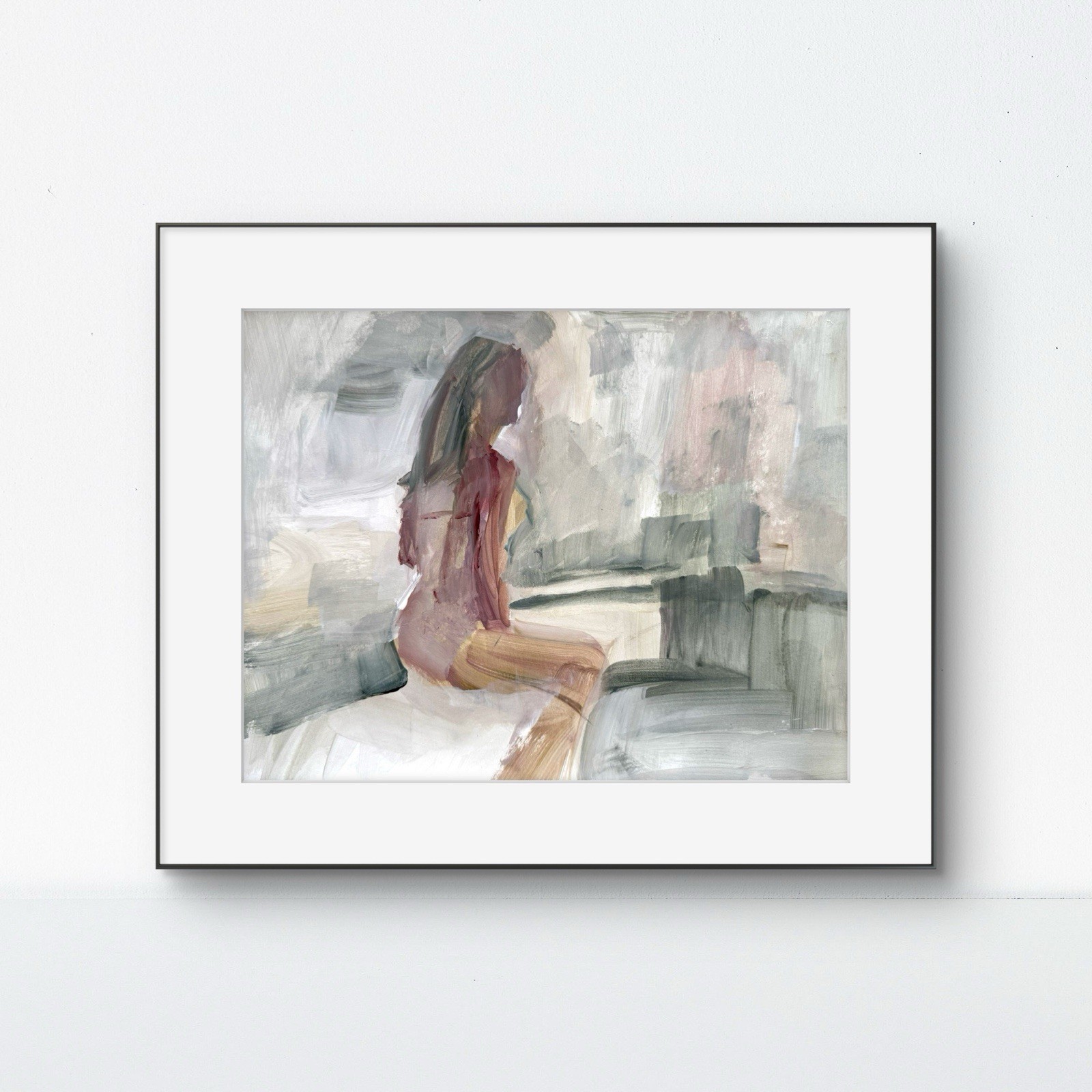 In Profile 14x11 Original Abstract Woman Figure Acrylic Art On Paper Signed