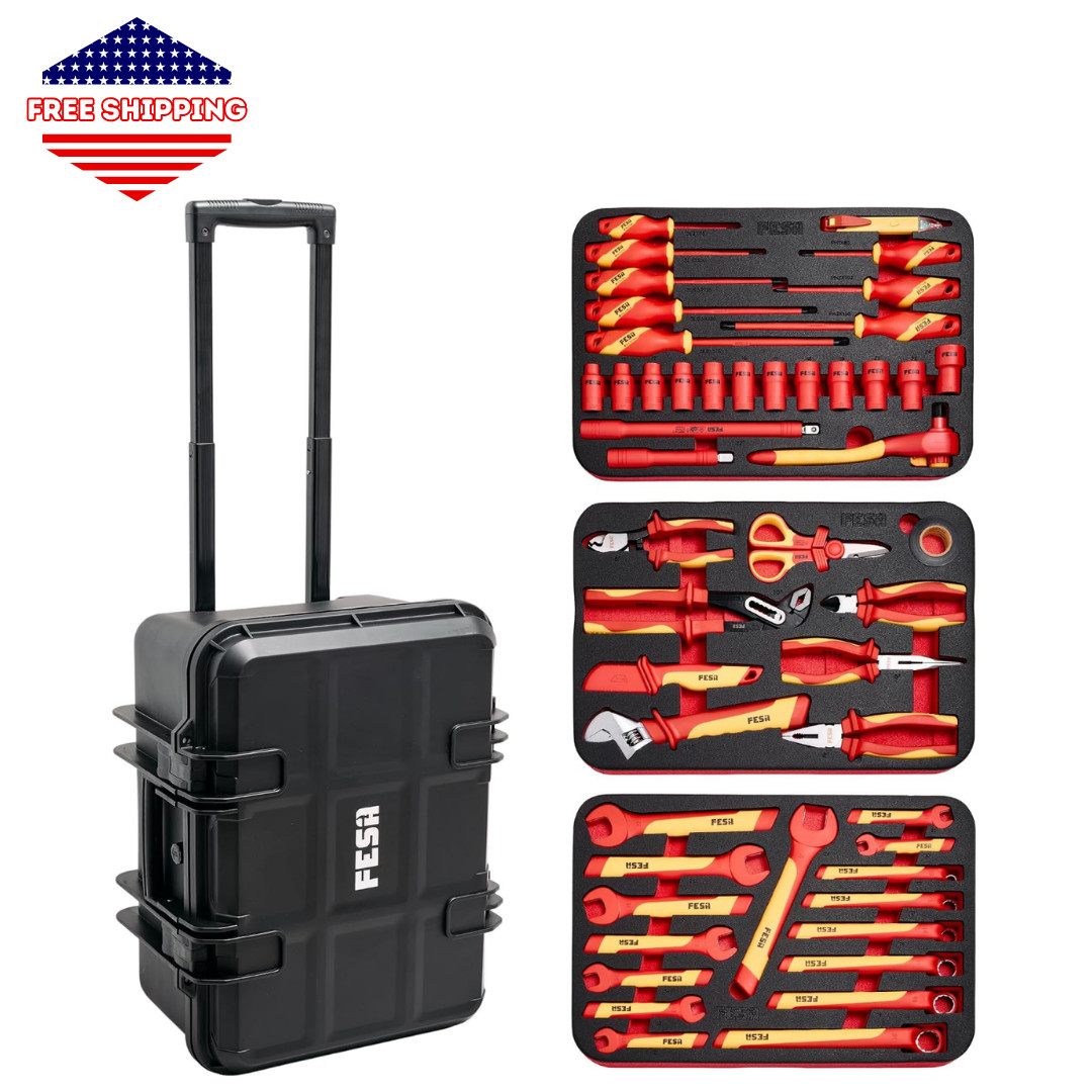 Electrician Insulated Tool Set 50-Piece 1000V Insulated Tool Kit with a Rolling