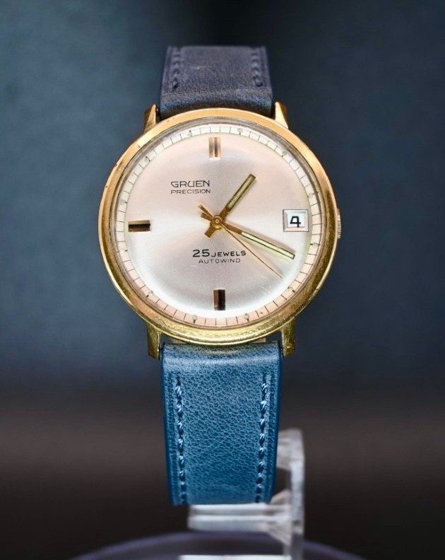 1960s Gruen Precision Autowind Automatic men’s Watch-35mm-New Leather Strap