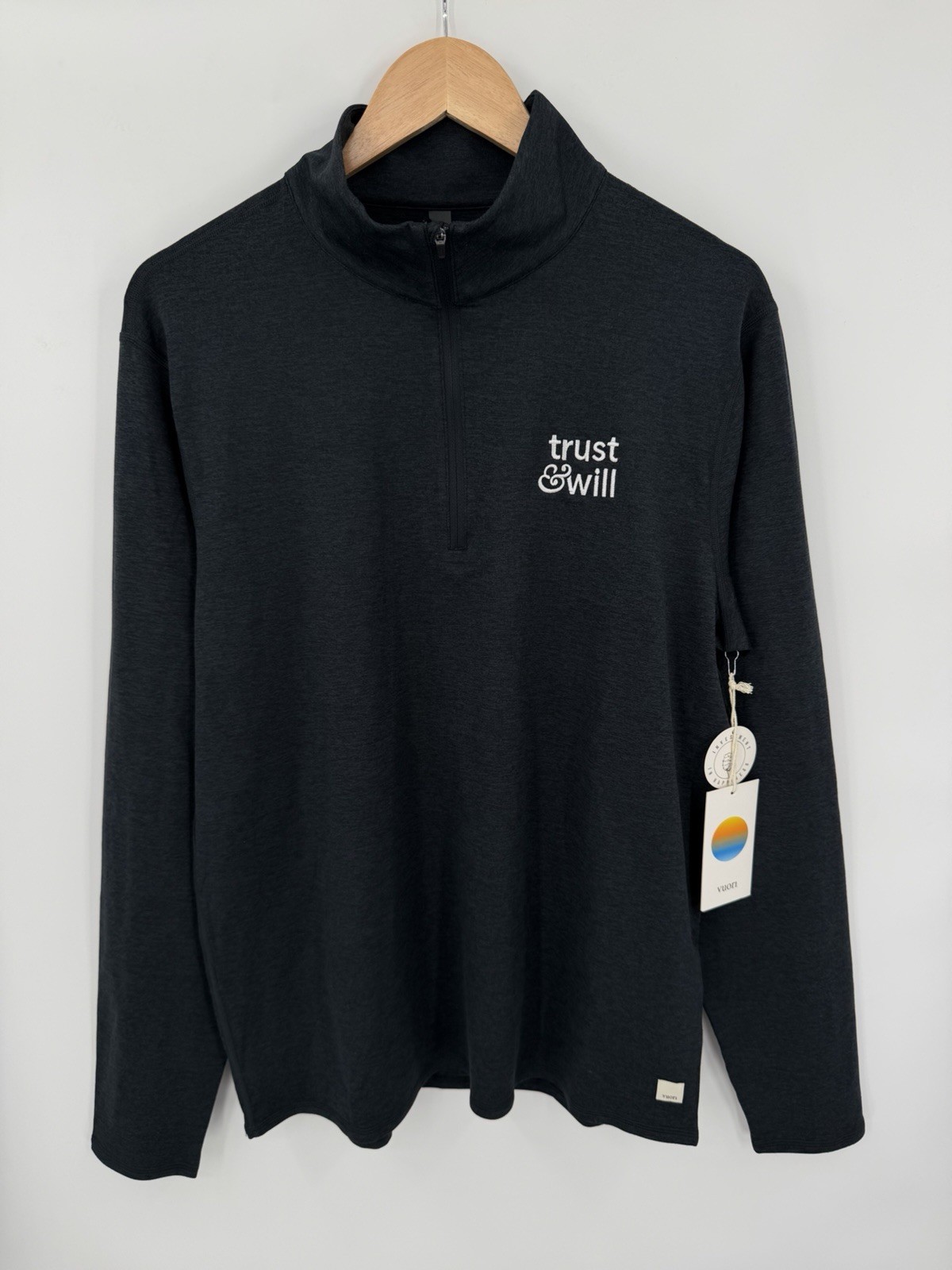 NEW Vuori Ponto 1/2 Zip Mock Neck Pullover Mens Large Ink Heather