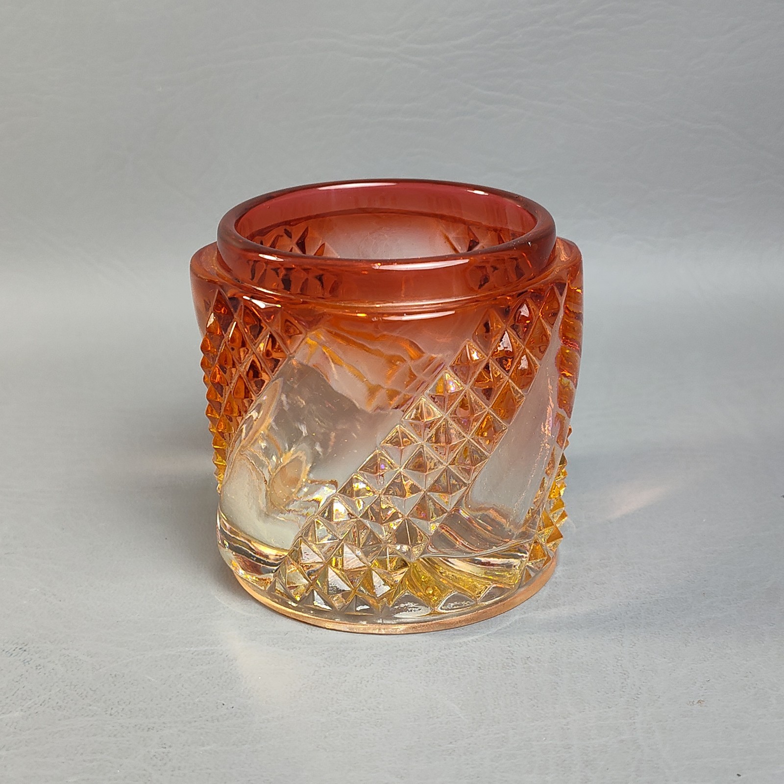 Antique French Baccarat Crystal Rose Tiente Swirl Round Vanity Jar 3\ Antique French Baccarat Crystal Rose Tiente Swirl Round Vanity Jar 3\