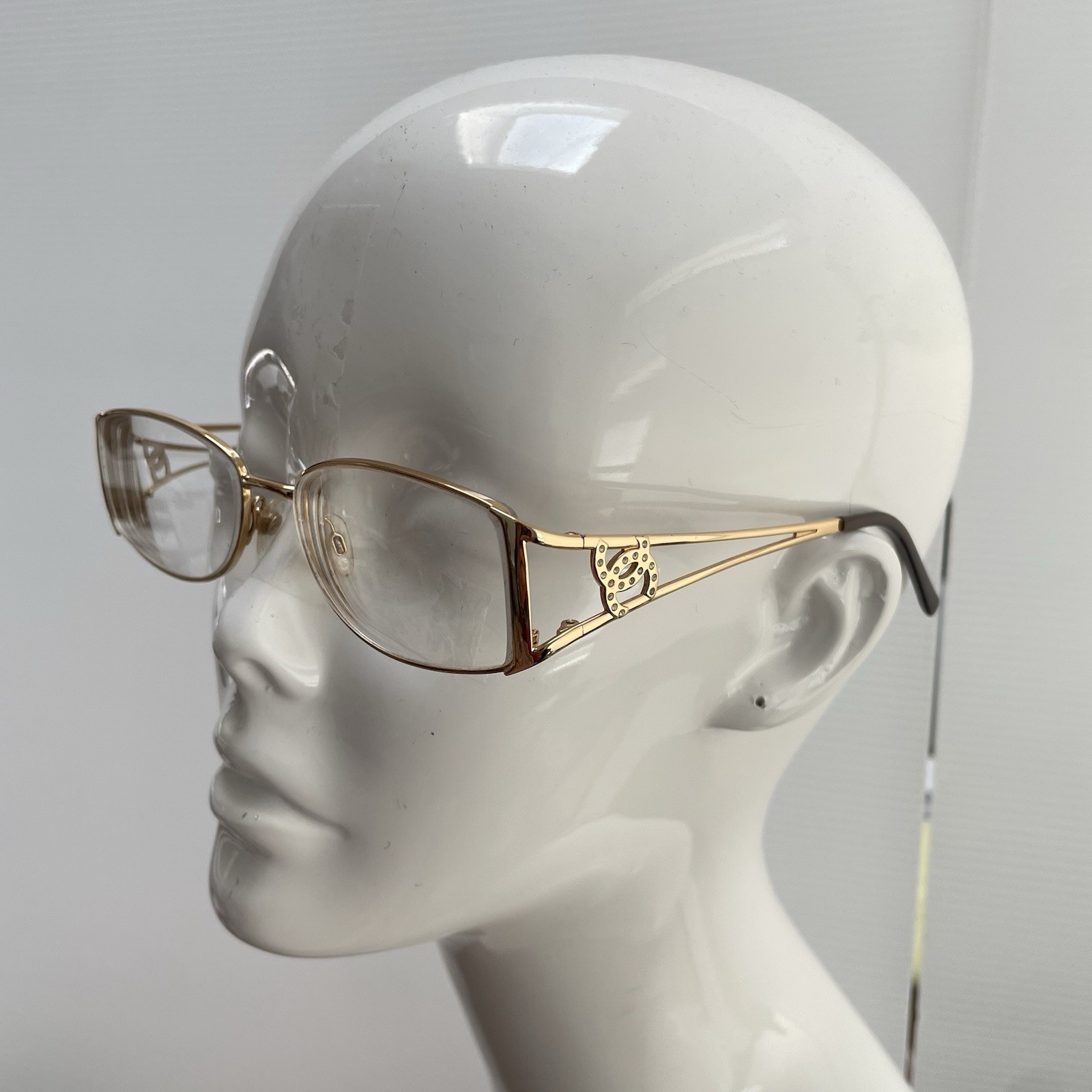 Rare Vtg CHANEL Rhinestone large cc Logo Gold Frame for Eyeglasses/sunglasses Rare Vtg CHANEL Rhinestone large cc Logo Gold Frame for Eyeglasses/sunglasses
