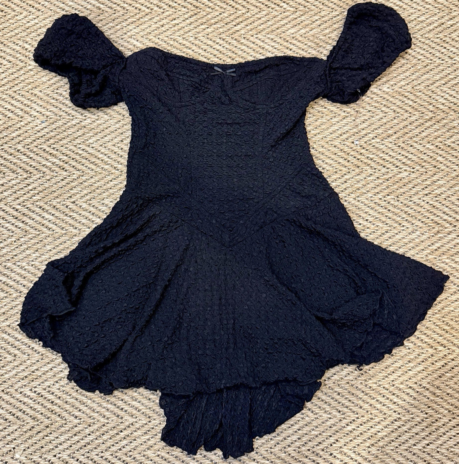 Fashion Nova Textured Black Micro Mini Dress Size M Fashion Nova Textured Black Micro Mini Dress Size M