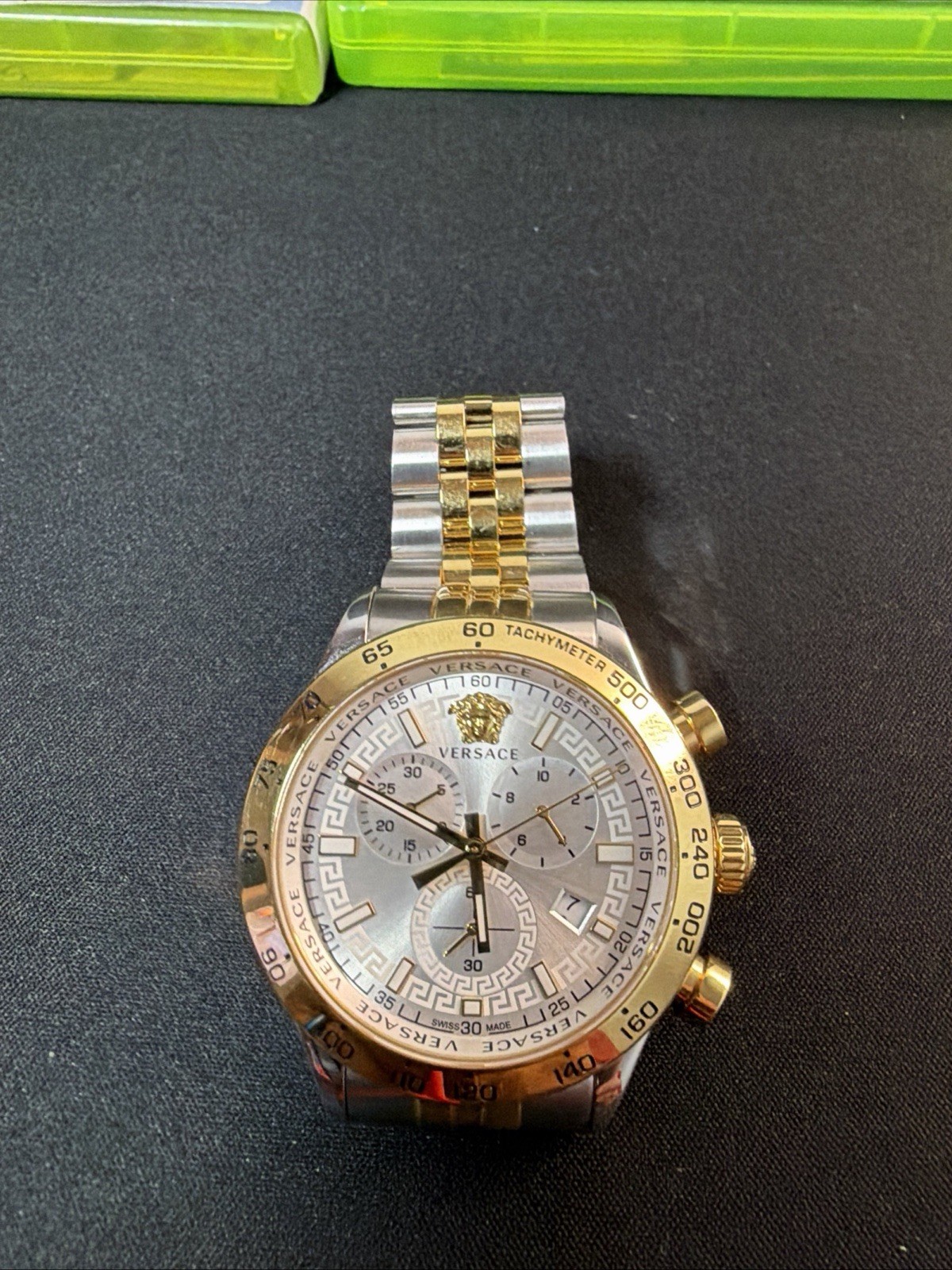 Versace V-Race Men’s Chronograph Two-Tone Swiss Watch Sapphire Crystal