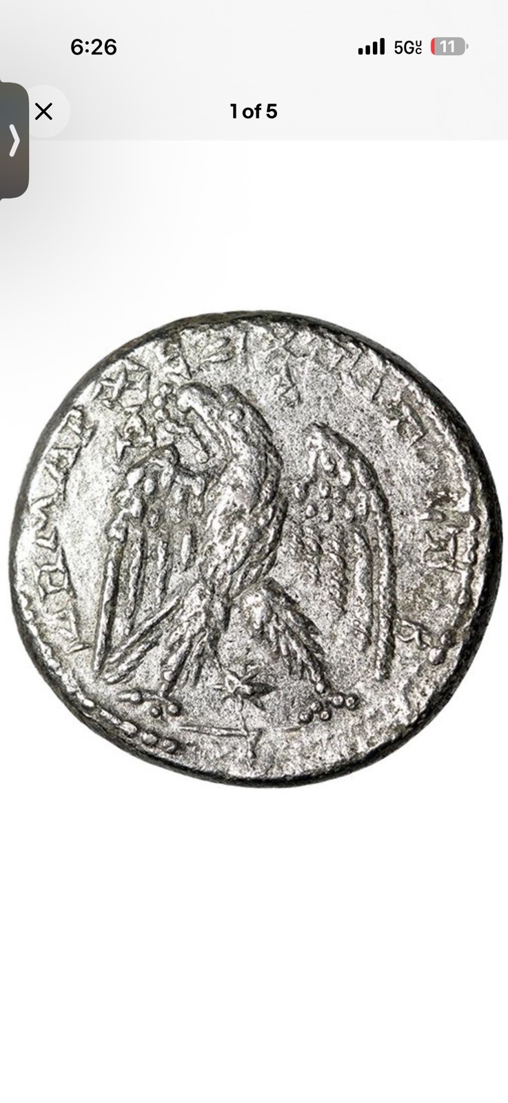 BEAUTIFUL Large Silver Roman Coin w COA Eagle Facing Wings Spread CERTIFIED