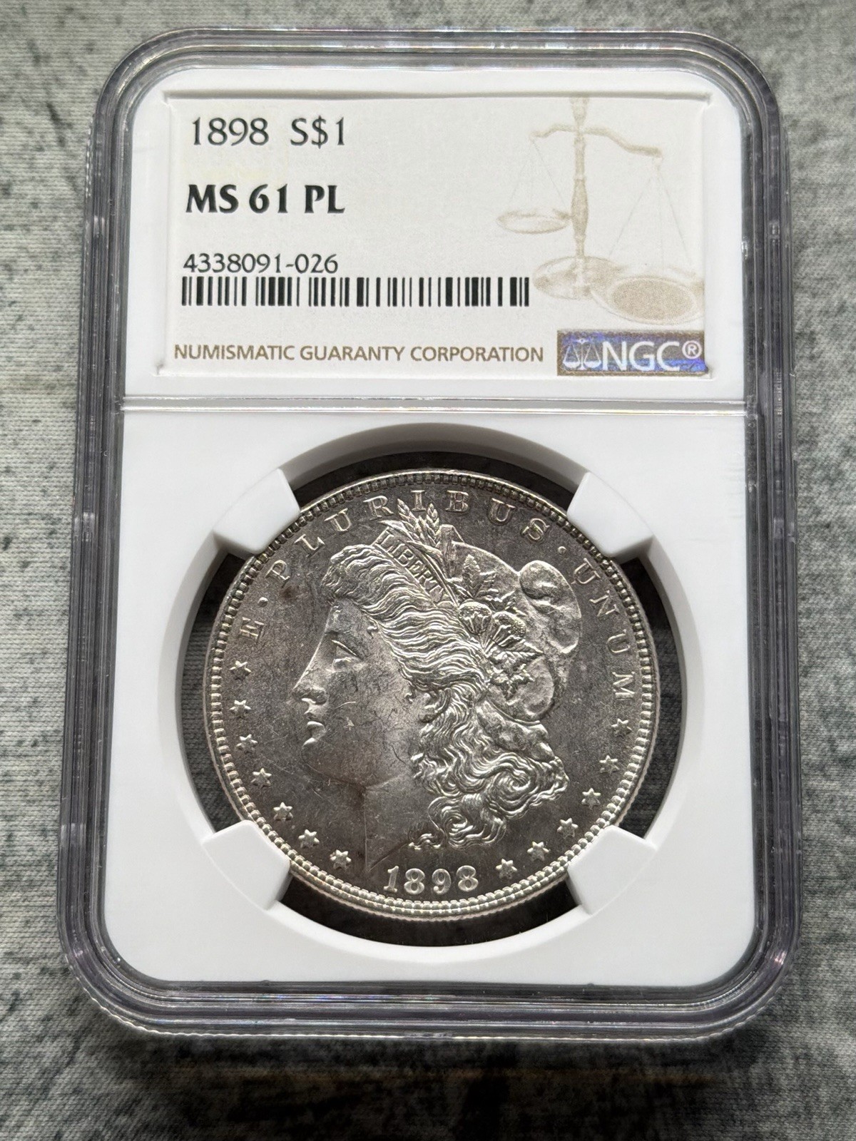 1898 $1 Morgan Silver Dollar-NGC Graded MS-61 PL PROOF LIKE RARE Gorgeous Coin.