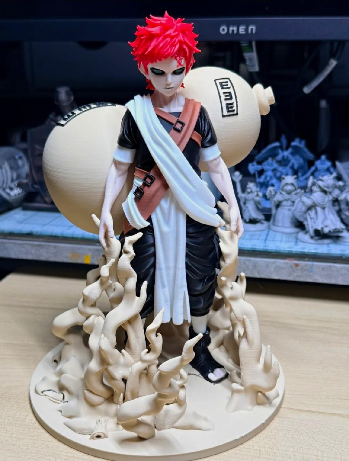 Naruto Shippuden Gaara of the Desert 22cm Statue 3D Printed Sand Gourd Figure 