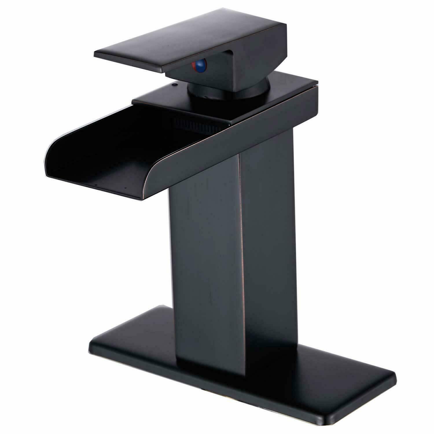 Oil Rubbed Bronze Bathroom Faucet Waterfall Single Handle Hole Sink Vanity Mixer