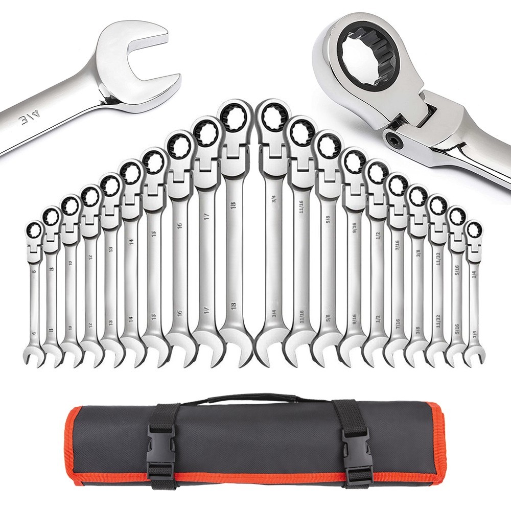 SAE and Metric Ratcheting Combination Wrench Set 20-Piece