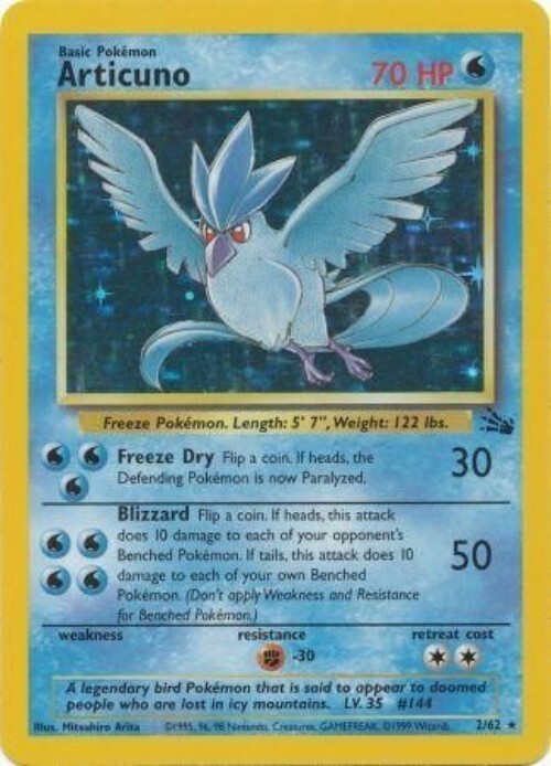 Pokémon TCG - Articuno - 2/62 - Holo Unlimited - Fossil Unlimited [Light Play]