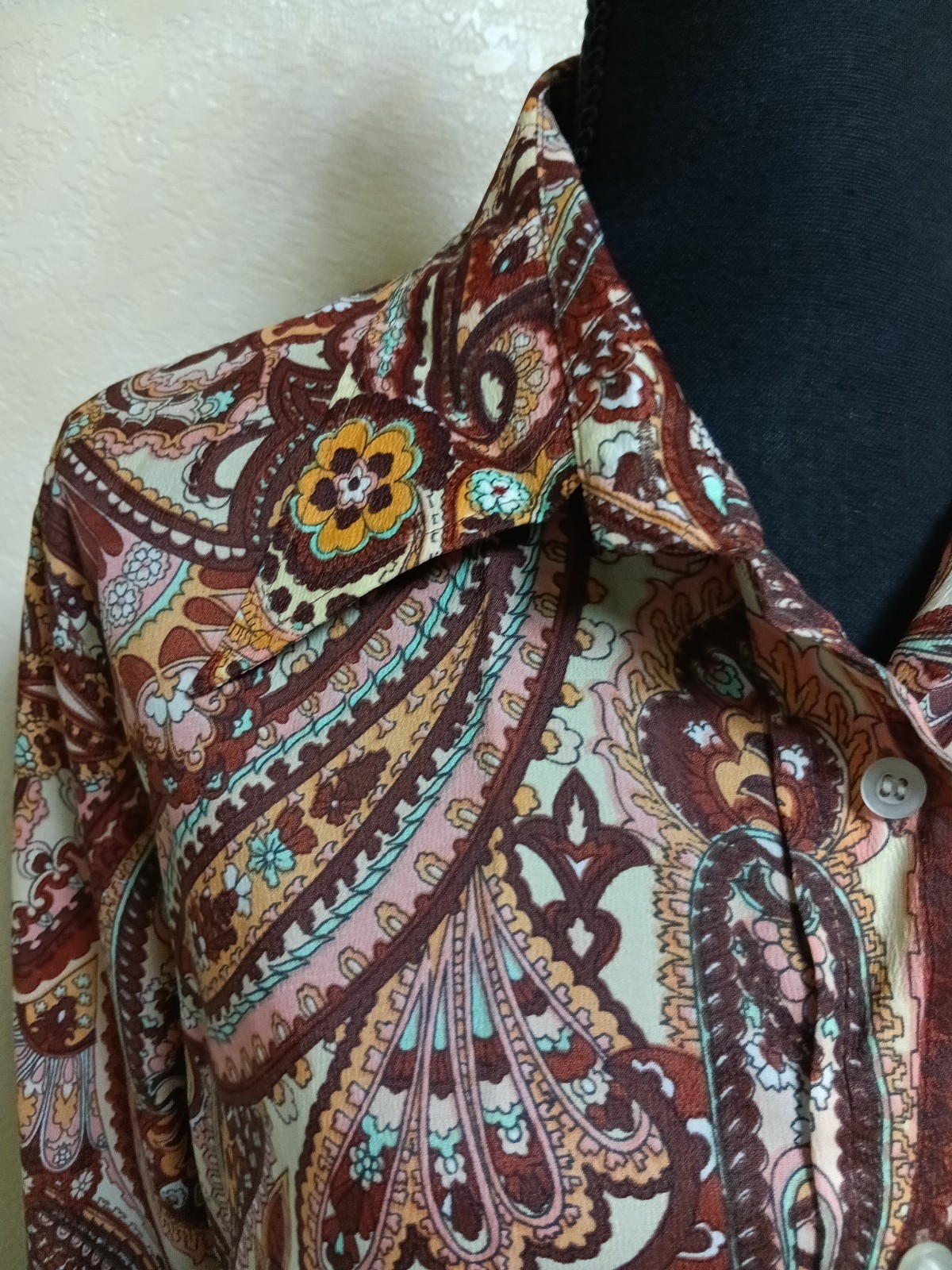 Vintage 70s Dagger Collar Shirt Womens L XL Paisley Vintage 70s Dagger Collar Shirt Womens L XL Paisley