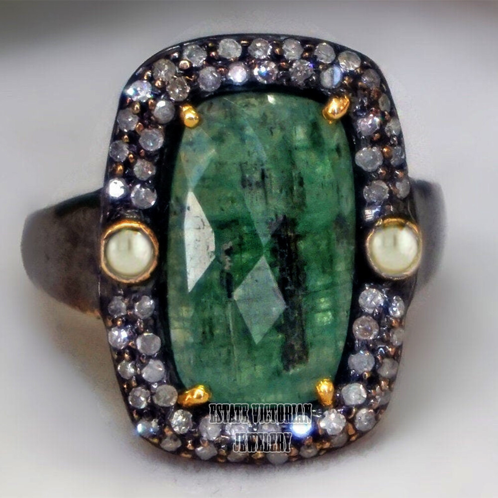 Victorian 1.48Ctw Rose Cut Diamond Gemstone Studded Silver Stunning Ring Jewelry
