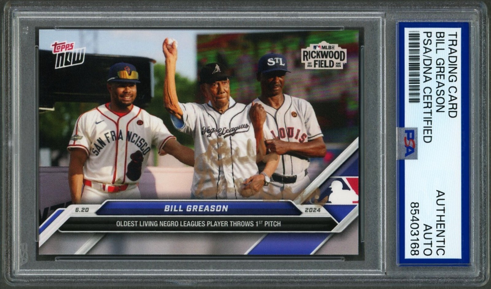 Bill Greason SIGNED 2024 Topps Now #324 Rickwood Field MLB Negro League Auto PSA Bill Greason SIGNED 2024 Topps Now #324 Rickwood Field MLB Negro League Auto PSA